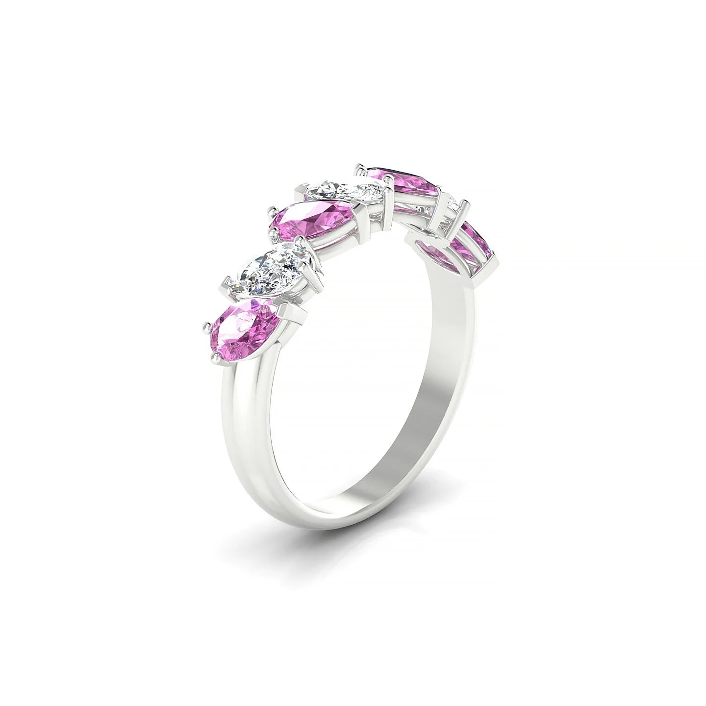 Mist | 18k White Gold 5 x 3 mm Pear Pink Sapphire & Diamond Ring
