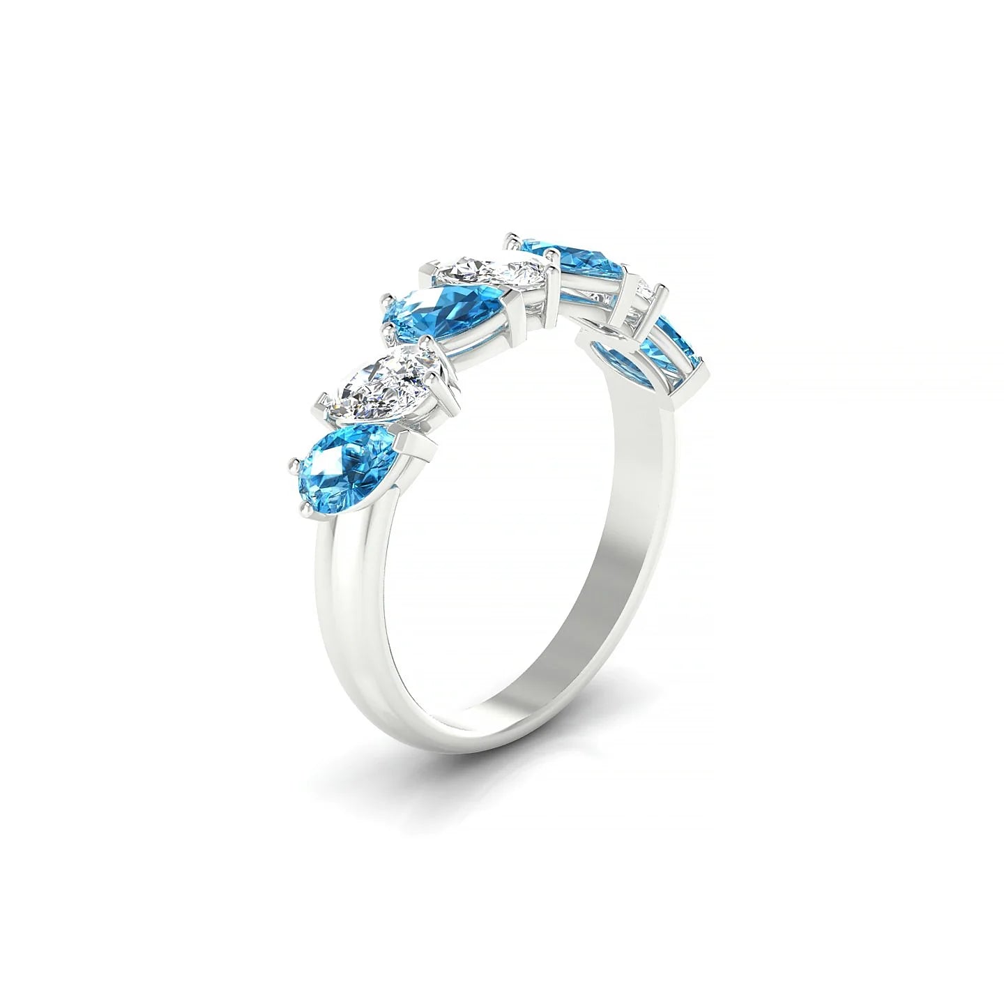 Mist | 18k White Gold 5 x 3 mm Pear Topaz & Diamond Ring