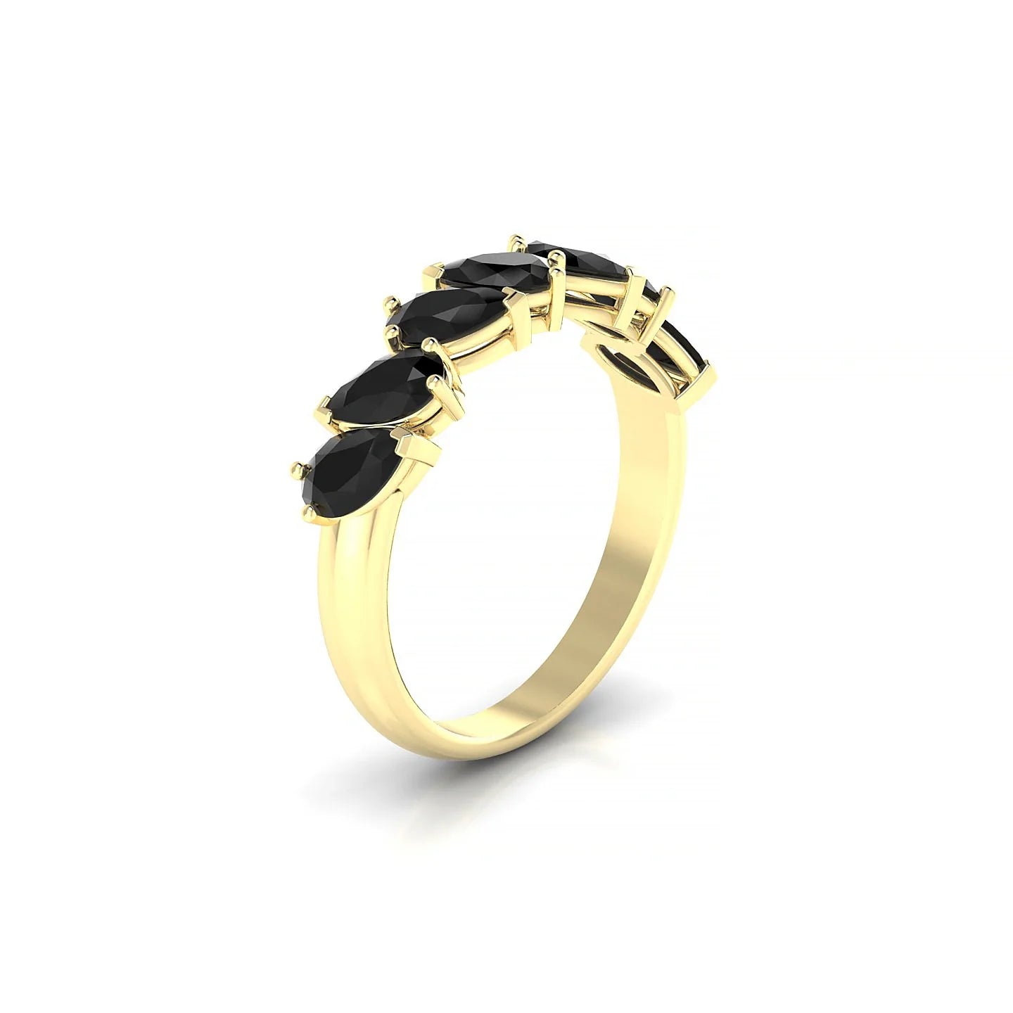 Mist | 18k Yellow Gold 5 x 3 mm Pear Black Diamond Ring