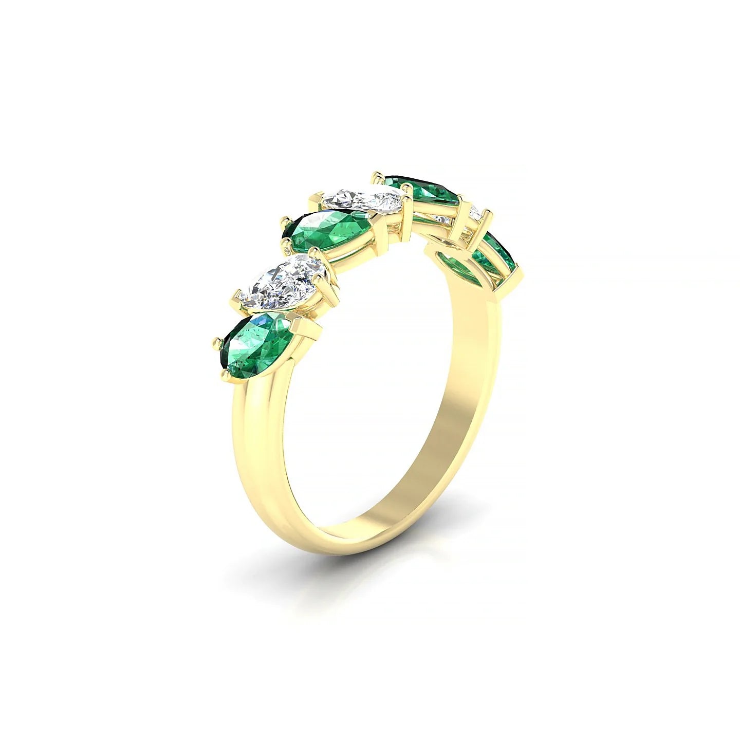 Mist | 18k Yellow Gold 5 x 3 mm Pear Emerald & Diamond Ring