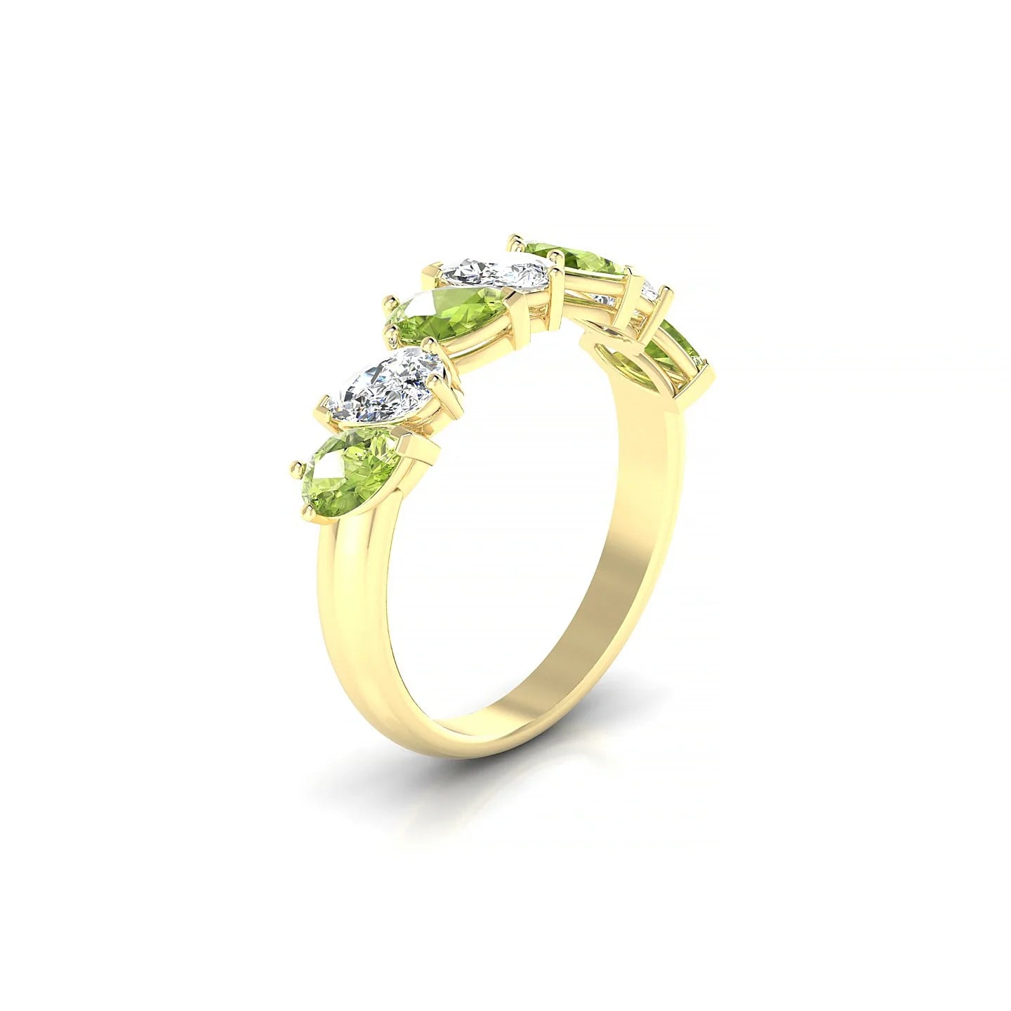 Mist | 18k Yellow Gold 5 x 3 mm Pear Peridot & Diamond Ring