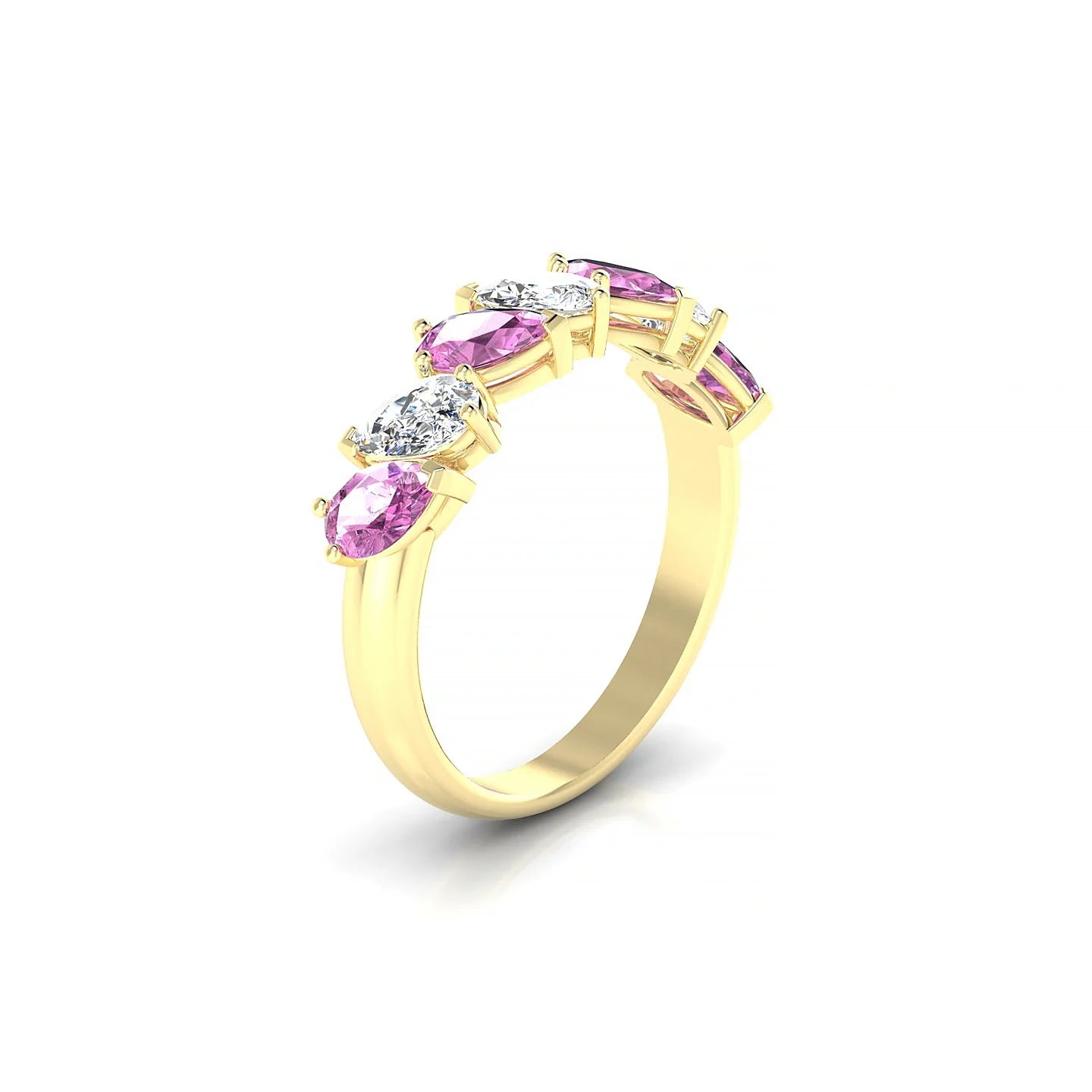 Mist | 18k Yellow Gold 5 x 3 mm Pear Pink Sapphire & Diamond Ring