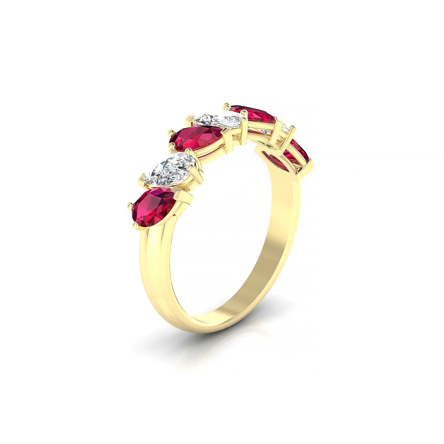 Mist | 18k Yellow Gold 5 x 3 mm Pear Ruby & Diamond Ring