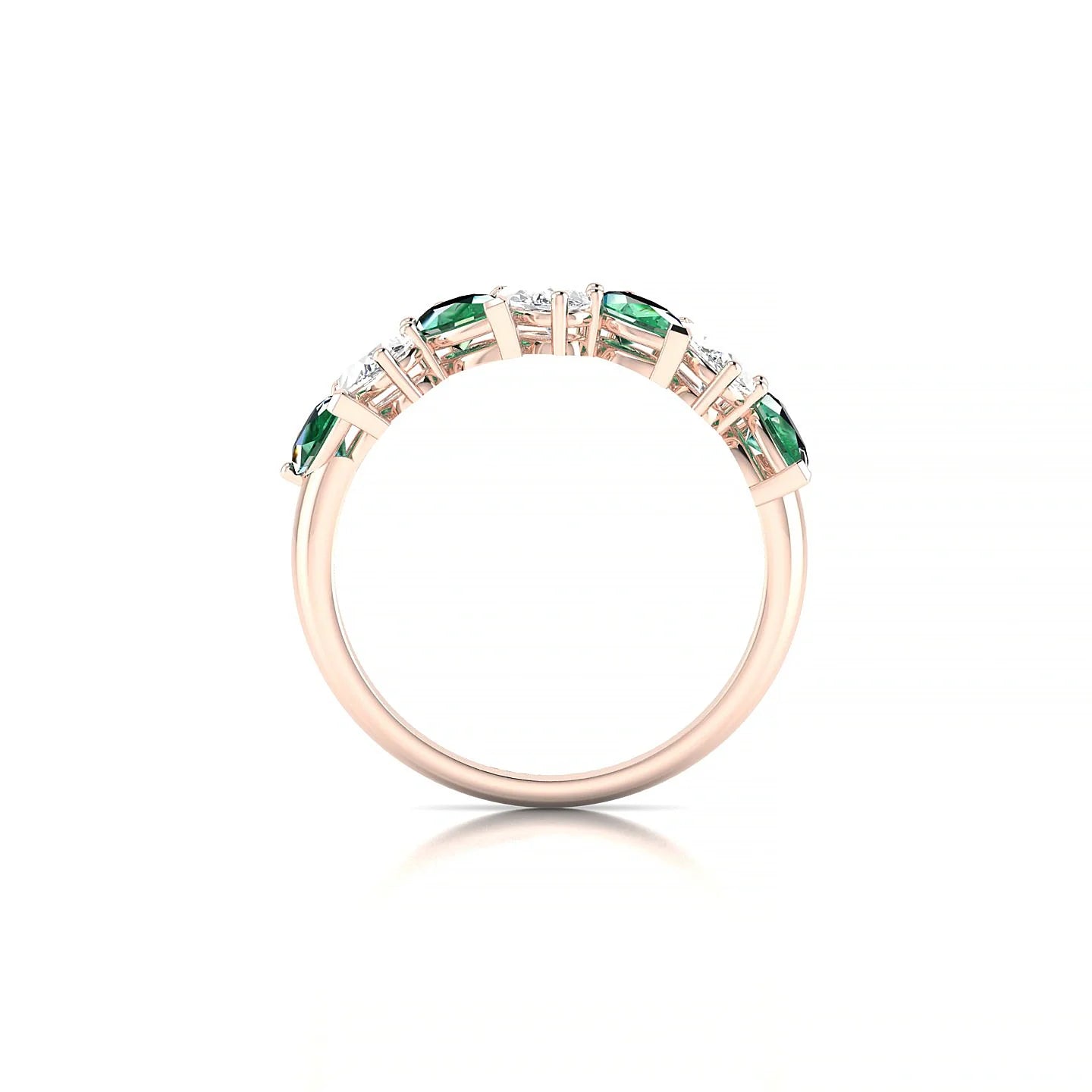 Mist | 18k Rose Gold 5 x 3 mm Pear Emerald & Diamond Ring