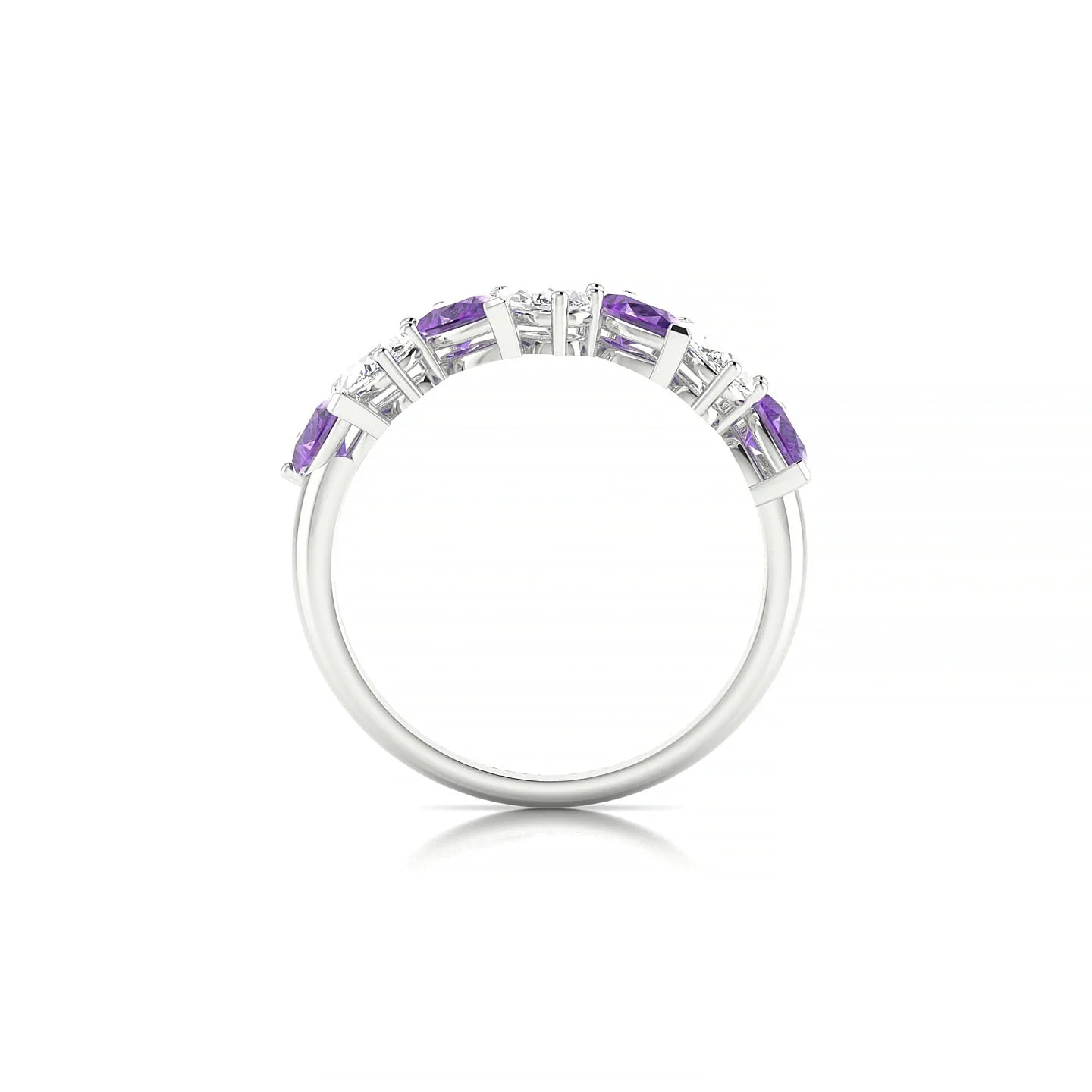 Mist | 18k White Gold 5 x 3 mm Pear Amethyst & Diamond Ring