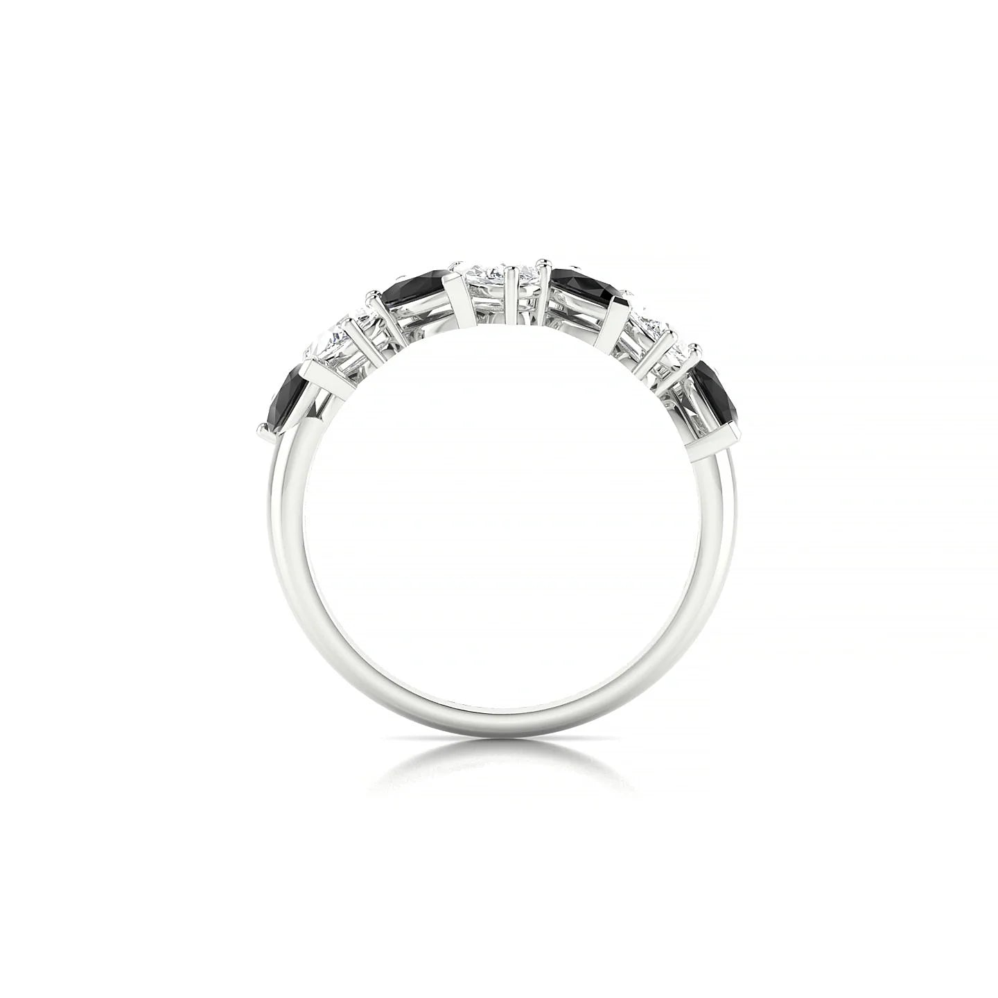 Mist | 18k White Gold 5 x 3 mm Pear Black Diamond & Diamond Ring