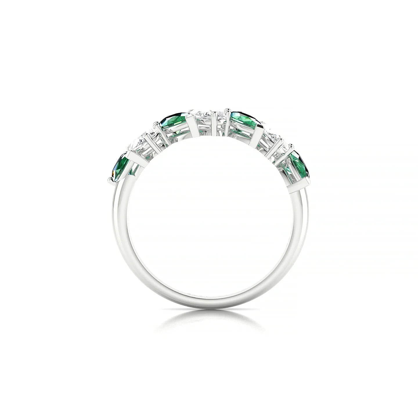 Mist | 18k White Gold 5 x 3 mm Pear Emerald & Diamond Ring