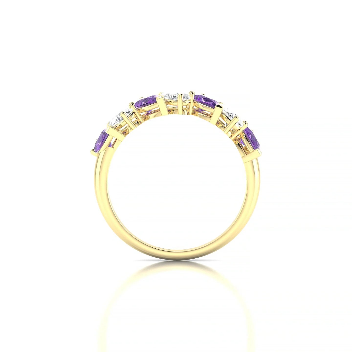 Mist | 18k Yellow Gold 5 x 3 mm Pear Amethyst & Diamond Ring