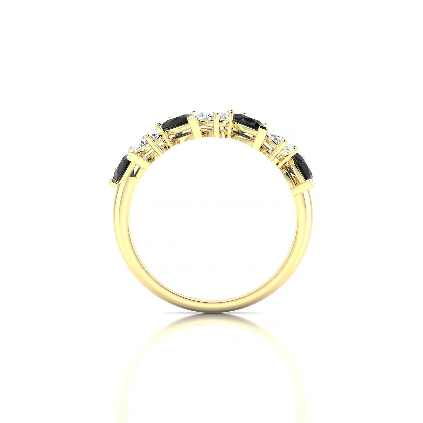Mist | 18k Yellow Gold 5 x 3 mm Pear Black Diamond & Diamond Ring