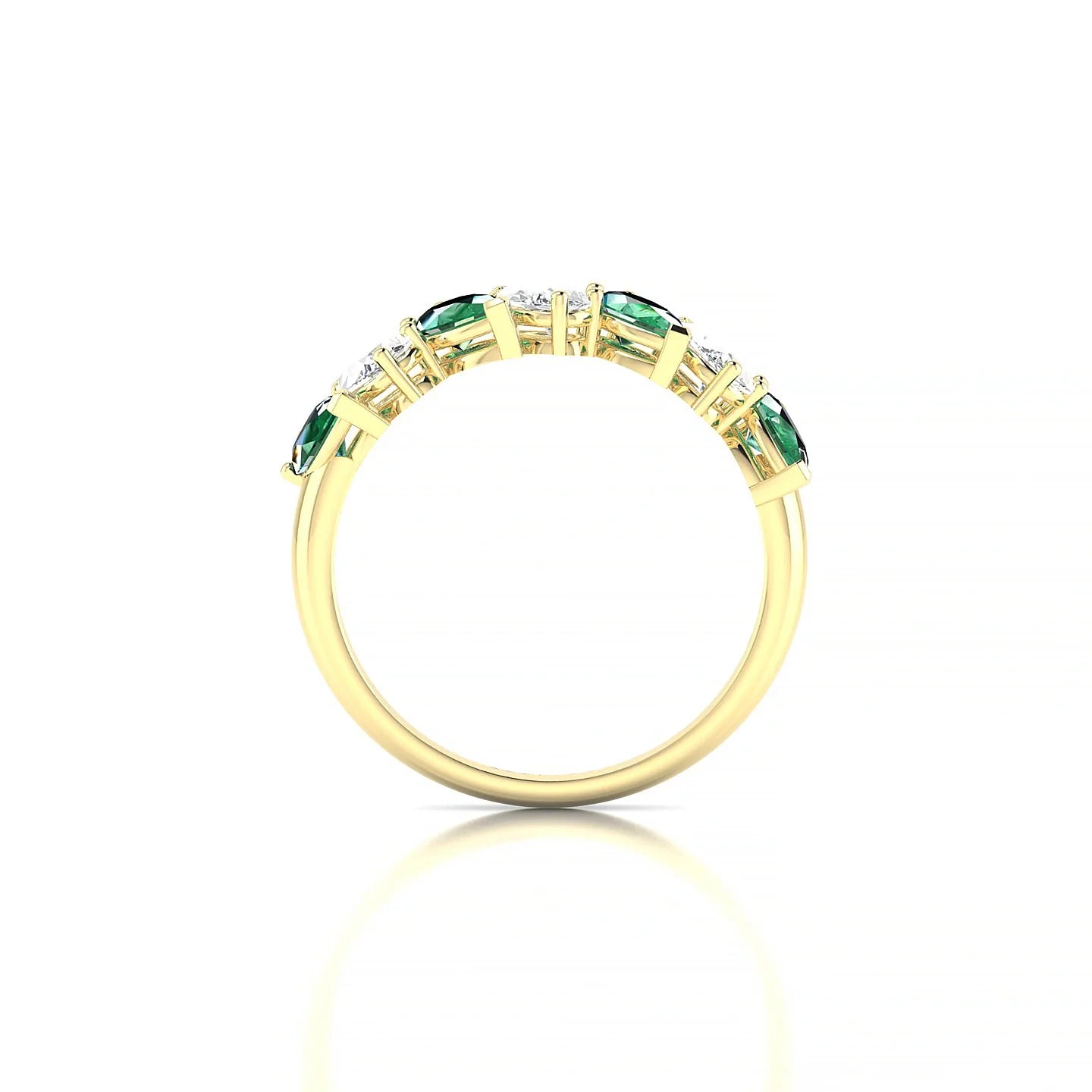 Mist | 18k Yellow Gold 5 x 3 mm Pear Emerald & Diamond Ring
