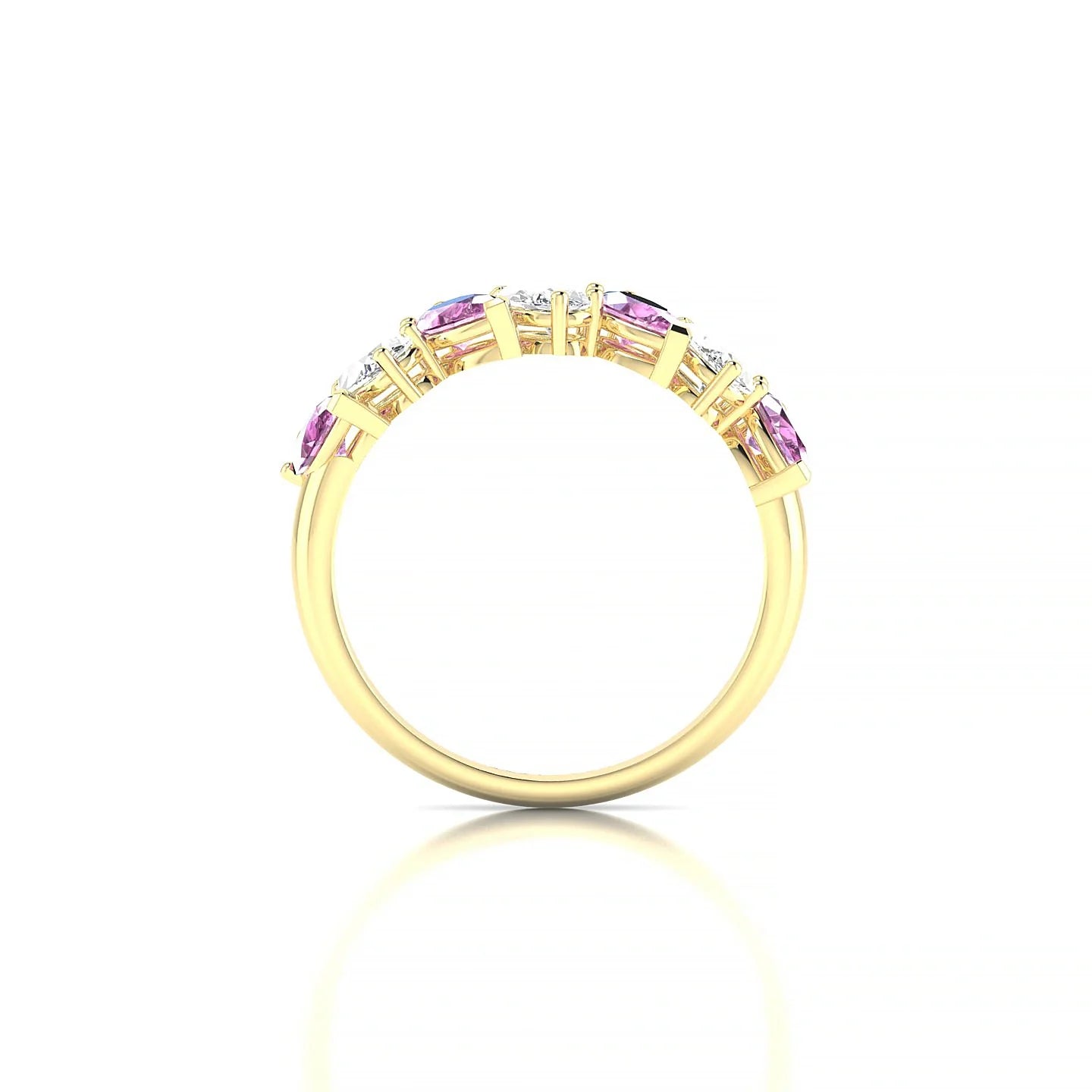 Mist | 18k Yellow Gold 5 x 3 mm Pear Pink Sapphire & Diamond Ring
