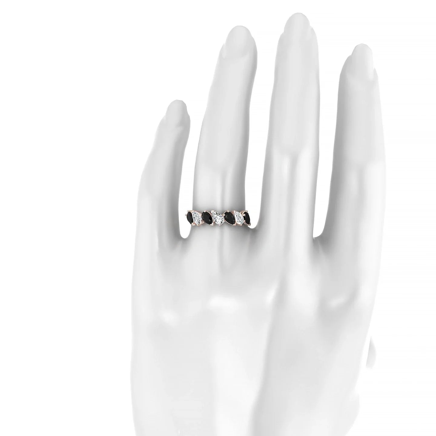 Mist | 18k Rose Gold 5 x 3 mm Pear Black Diamond & Diamond Ring