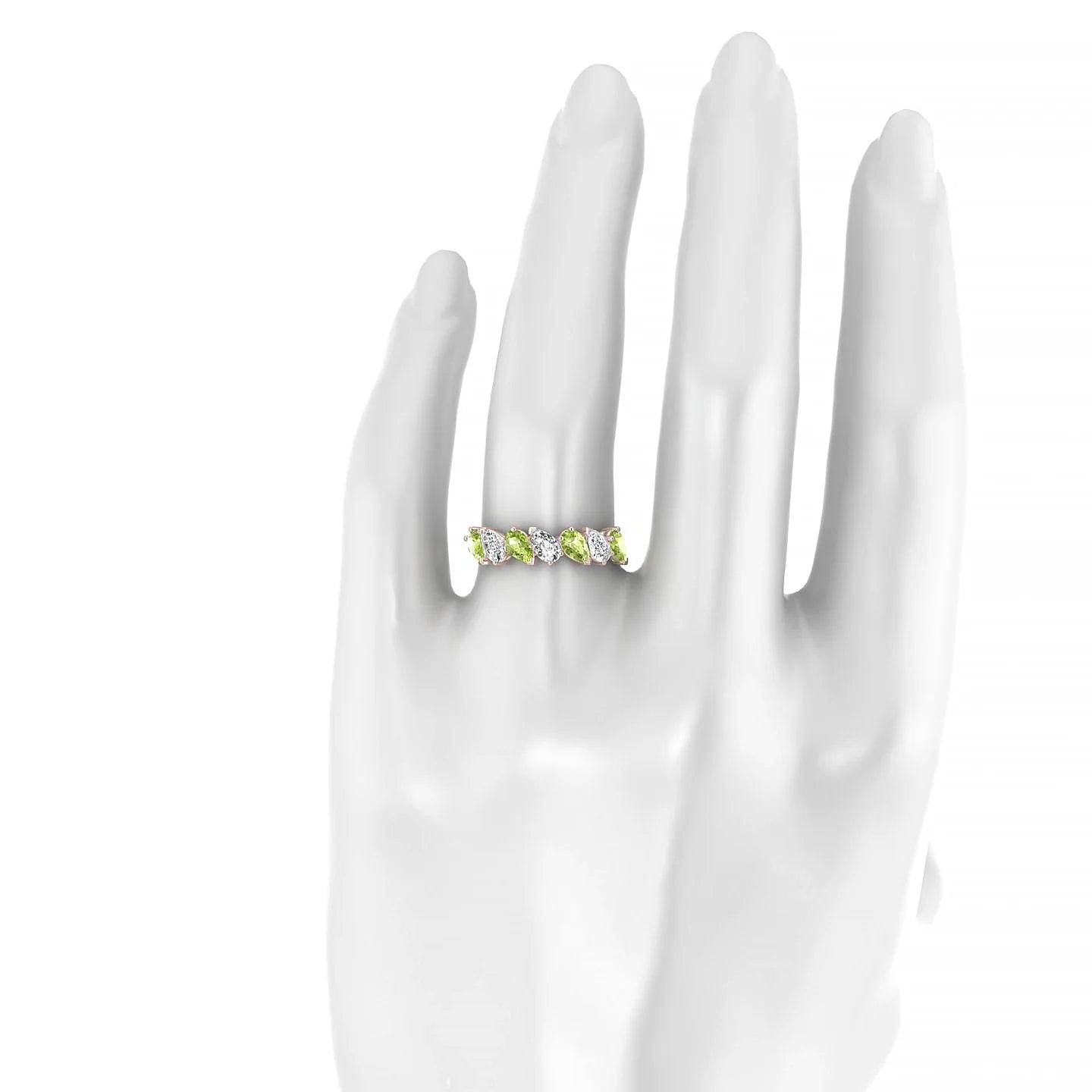 Mist | 18k Rose Gold 5 x 3 mm Pear Peridot & Diamond Ring
