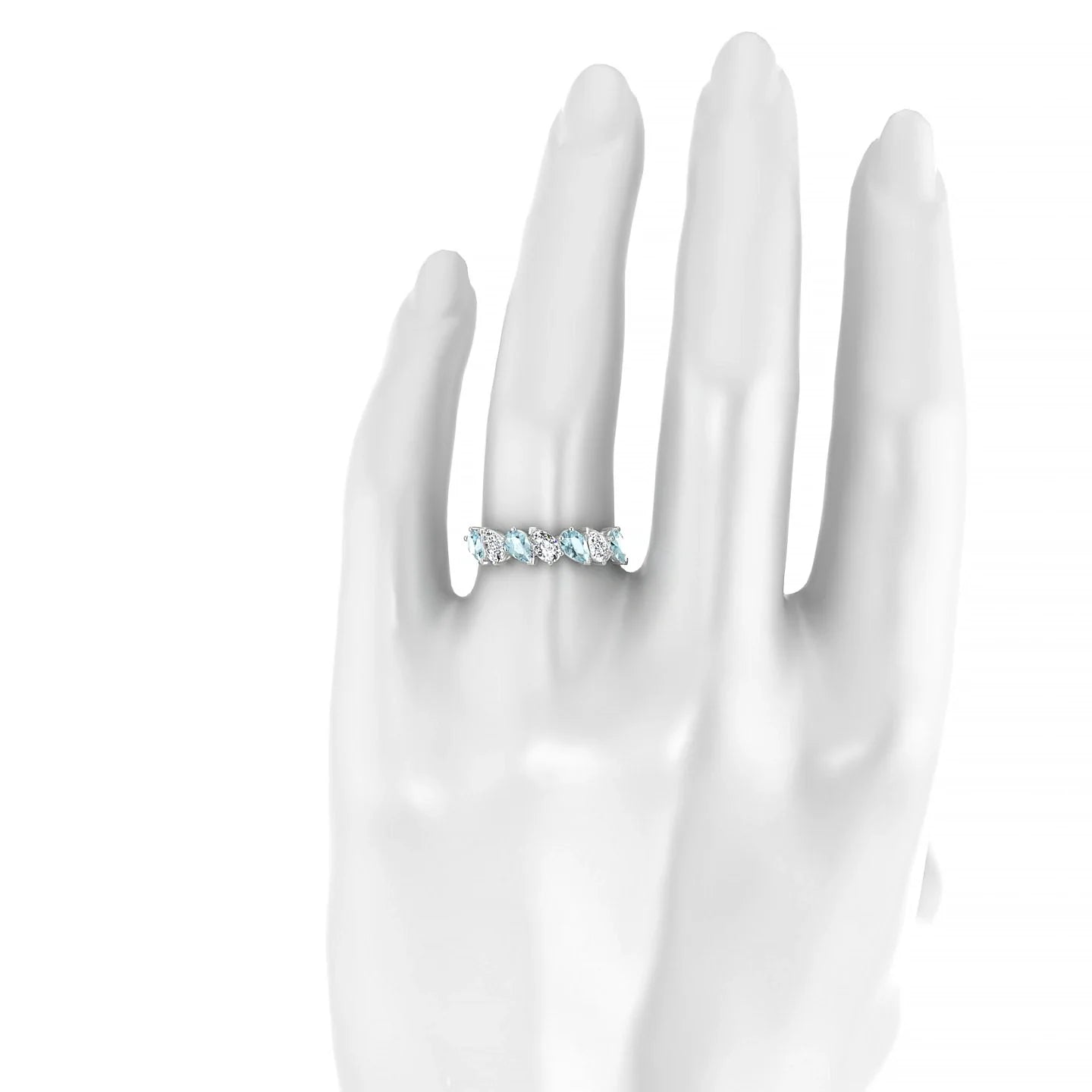 Mist | 18k White Gold 5 x 3 mm Pear Aquamarine & Diamond Ring