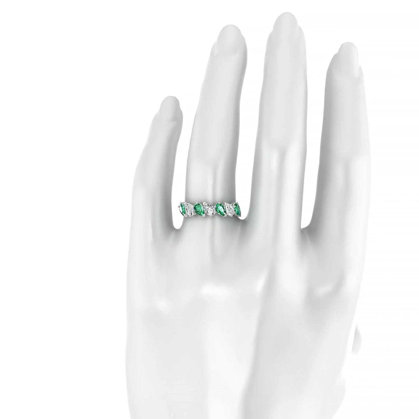 Mist | 18k White Gold 5 x 3 mm Pear Emerald & Diamond Ring
