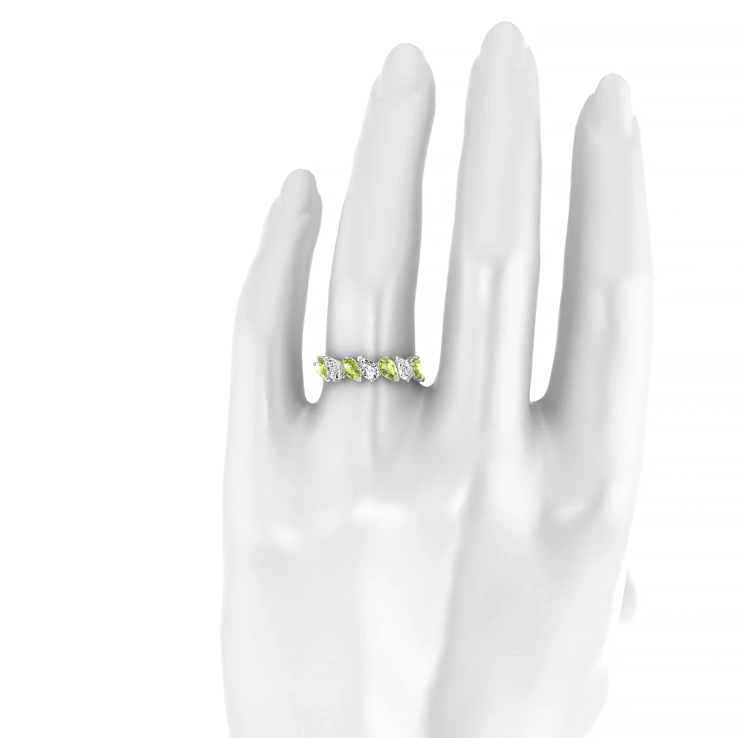 Mist | 18k White Gold 5 x 3 mm Pear Peridot & Diamond Ring