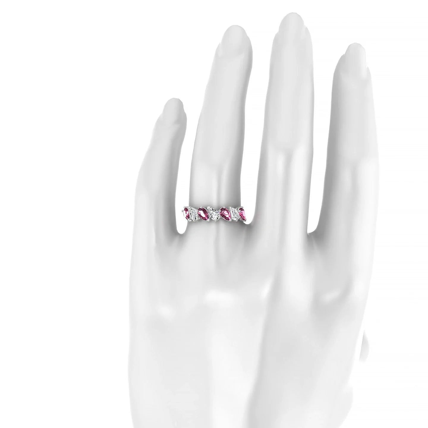 Mist | 18k White Gold 5 x 3 mm Pear Rhodolite & Diamond Ring