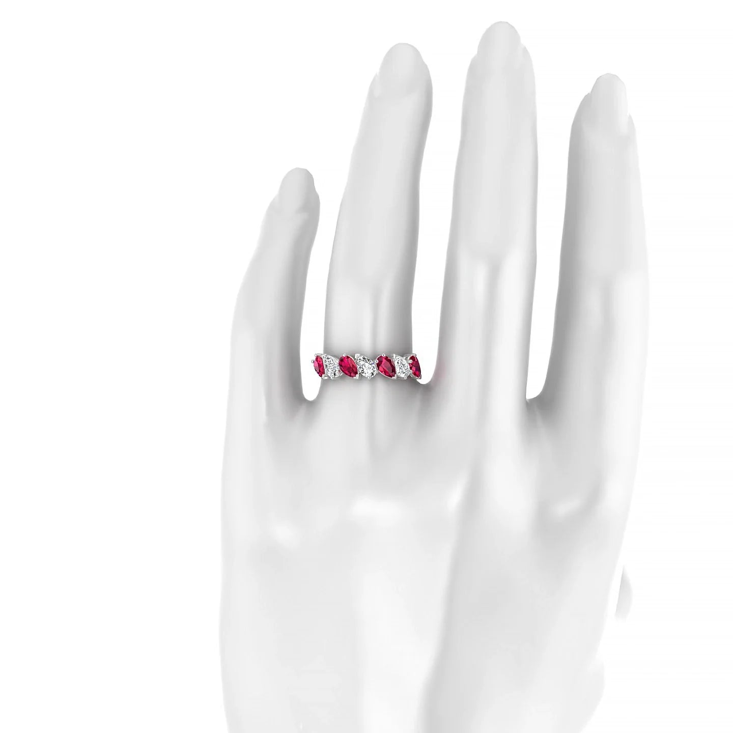 Mist | 18k White Gold 5 x 3 mm Pear Ruby & Diamond Ring