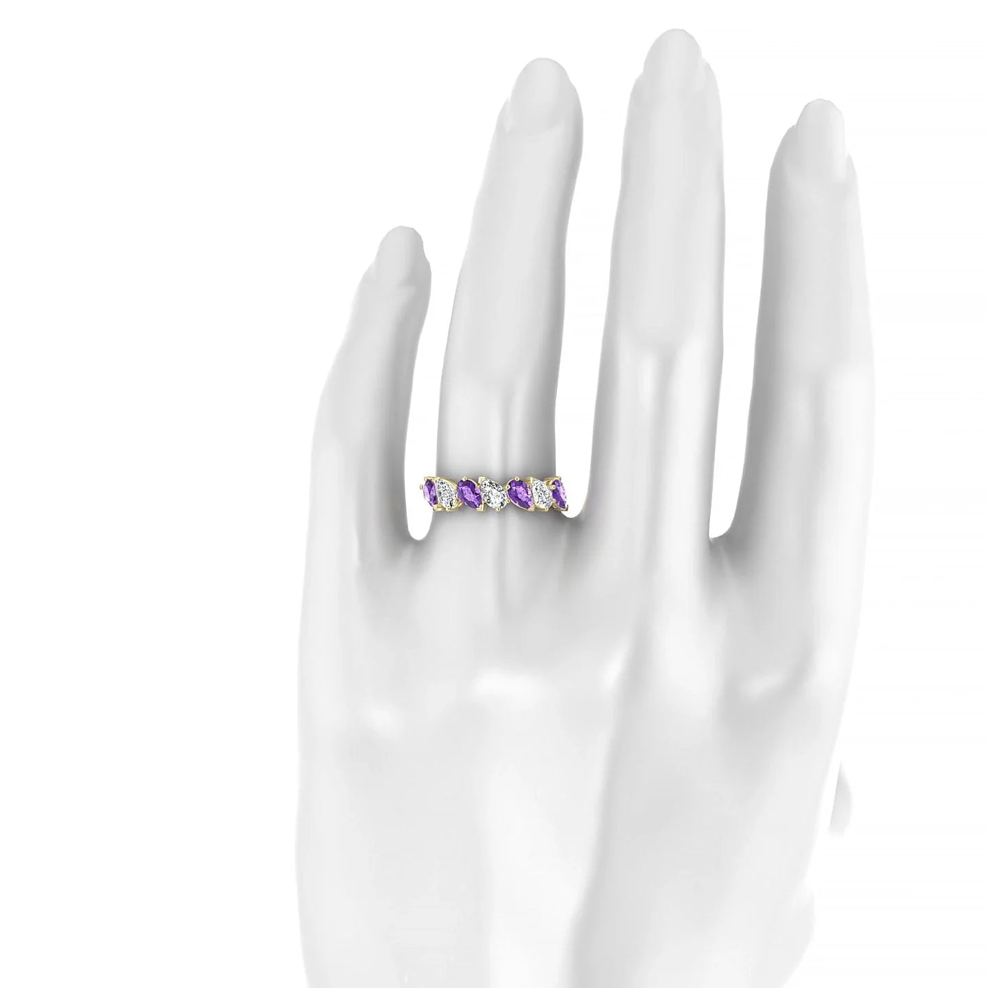 Mist | 18k Yellow Gold 5 x 3 mm Pear Amethyst & Diamond Ring