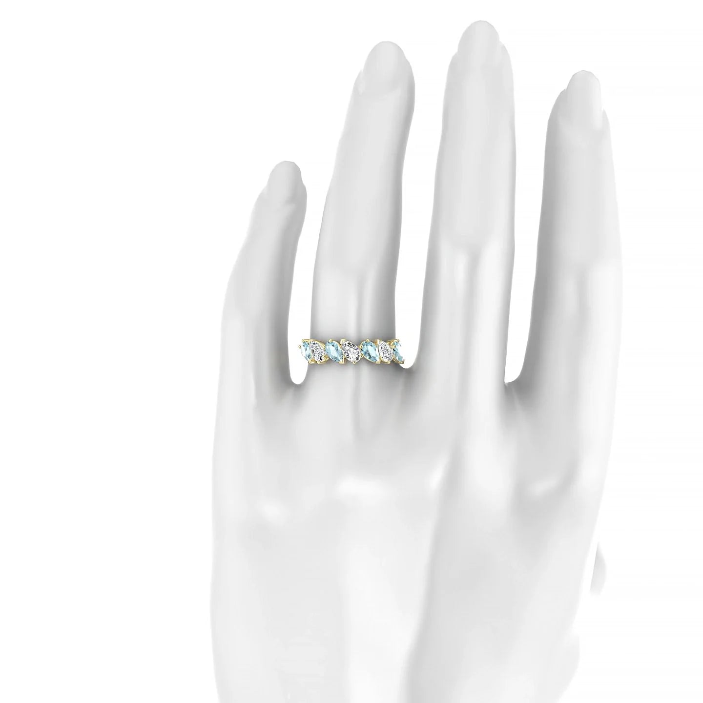 Mist | 18k Yellow Gold 5 x 3 mm Pear Aquamarine & Diamond Ring