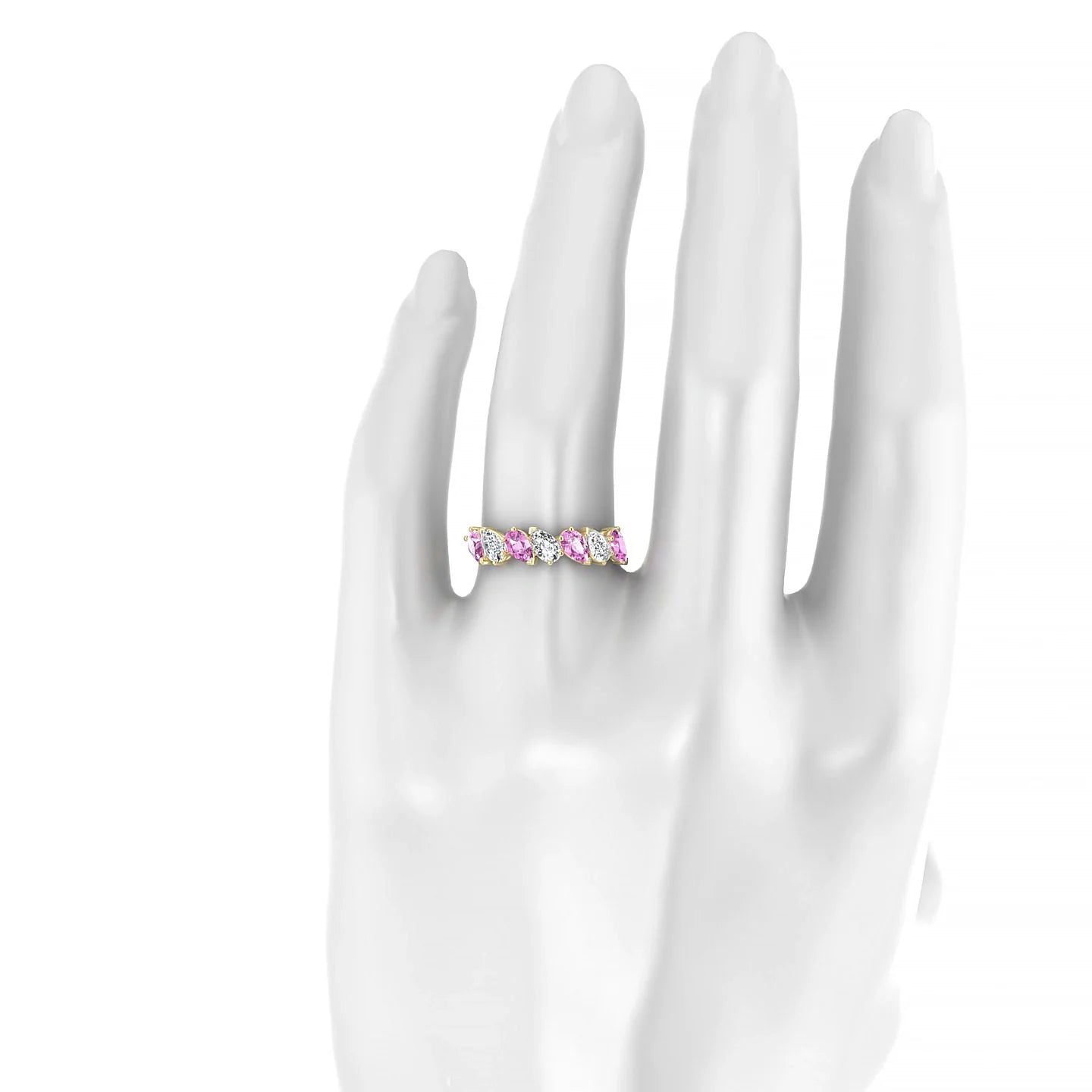 Mist | 18k Yellow Gold 5 x 3 mm Pear Pink Sapphire & Diamond Ring