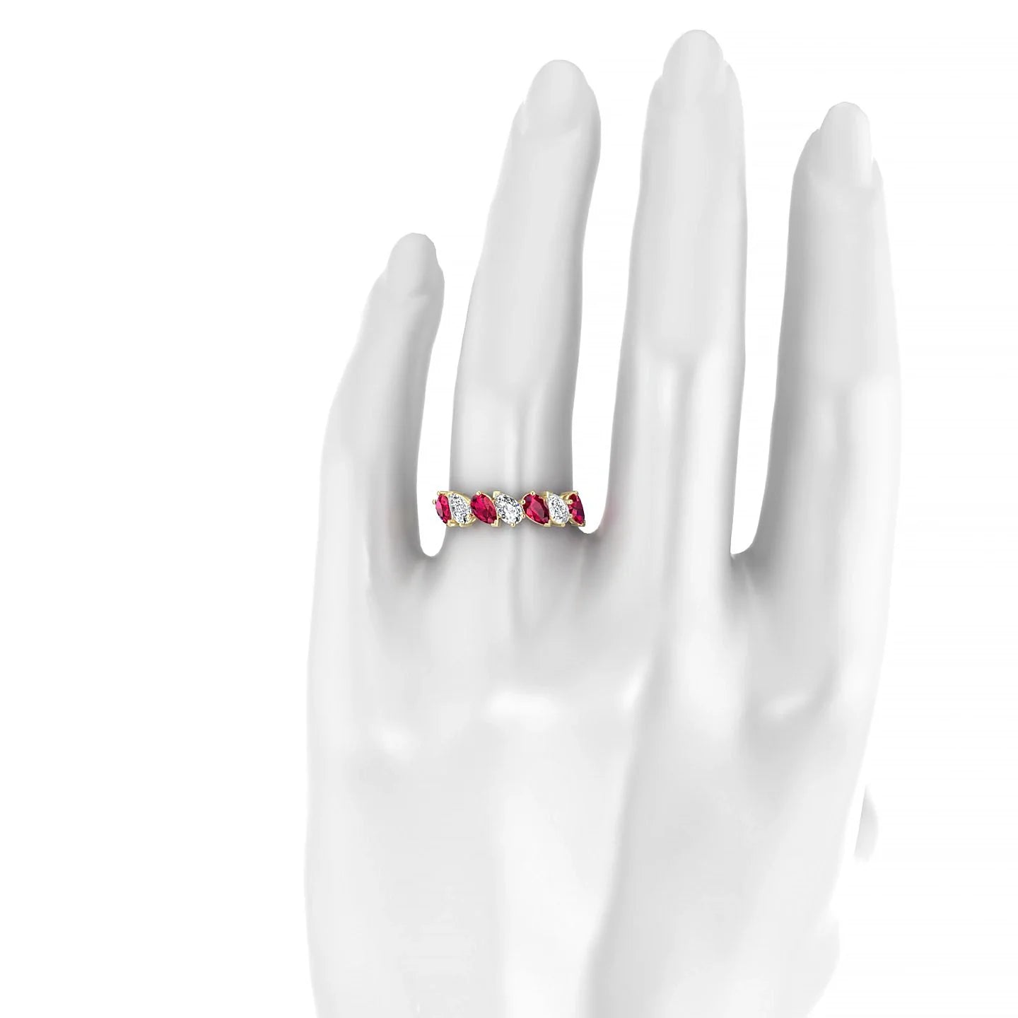 Mist | 18k Yellow Gold 5 x 3 mm Pear Ruby & Diamond Ring