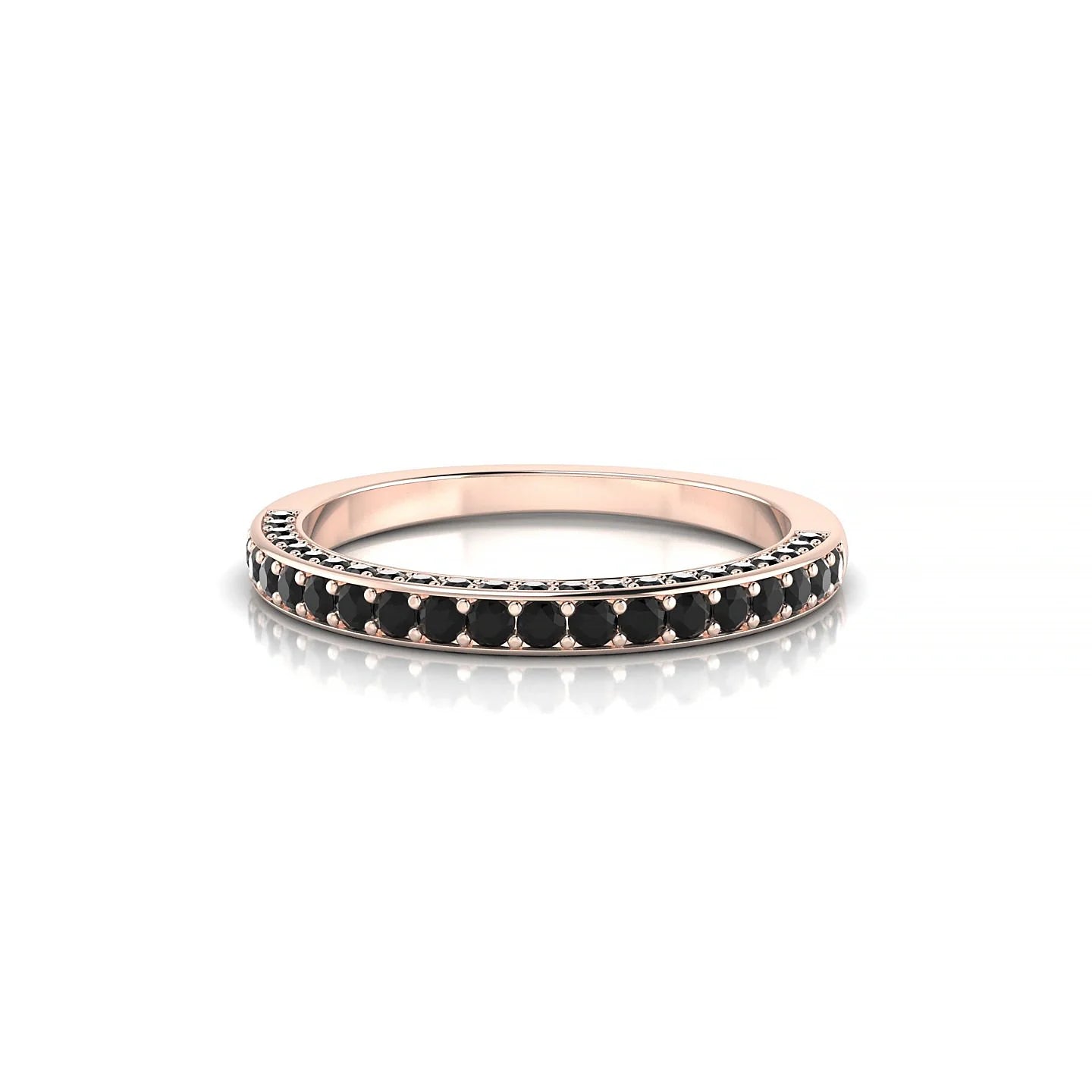 Muse | 18k Rose Gold 1.5 mm Round Black Diamond Ring
