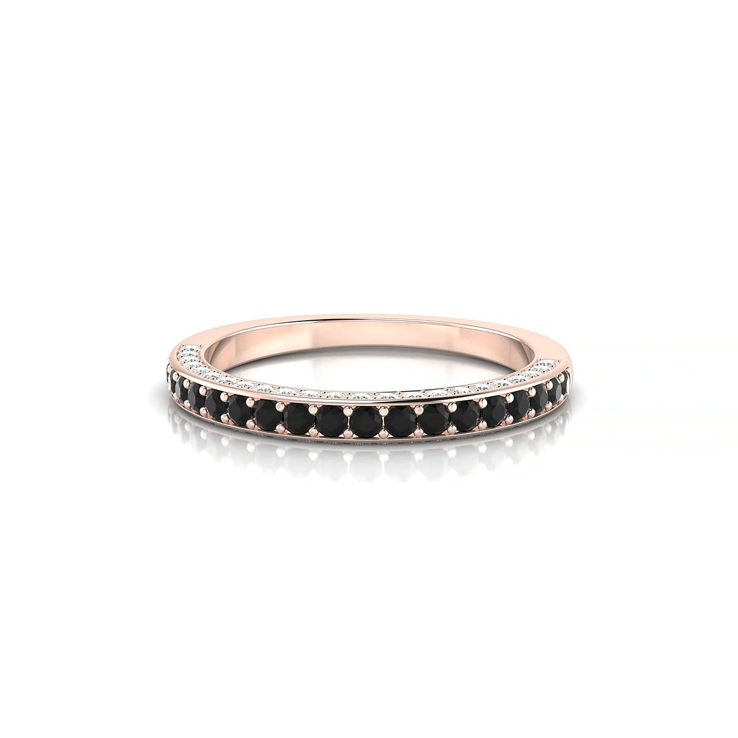 Muse | 18k Rose Gold 1.5 mm Round Black Diamond & Diamond Ring