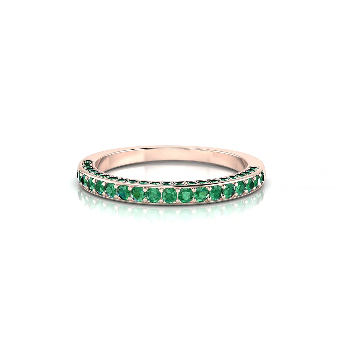 Muse | 18k Rose Gold 1.5 mm Round Emerald Ring