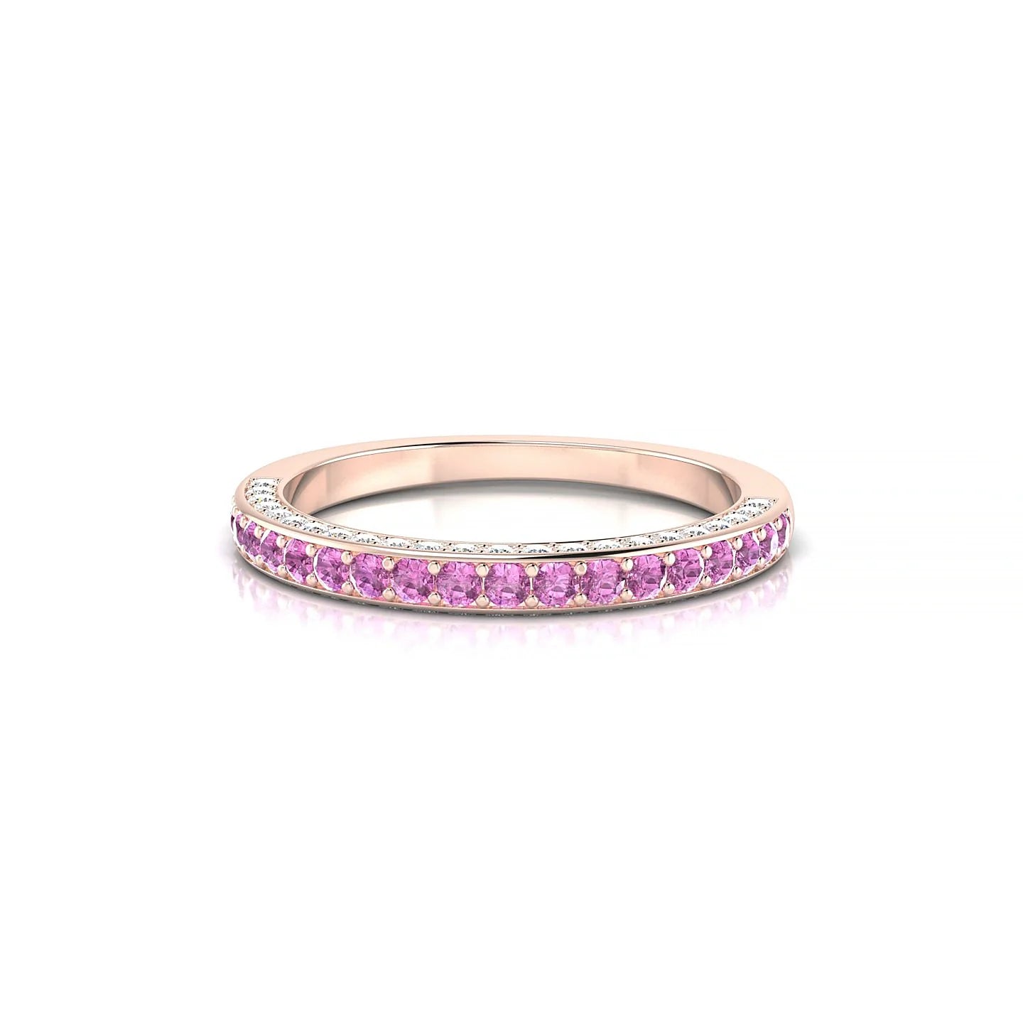 Muse | 18k Rose Gold 1.5 mm Round Pink Sapphire & Diamond Ring