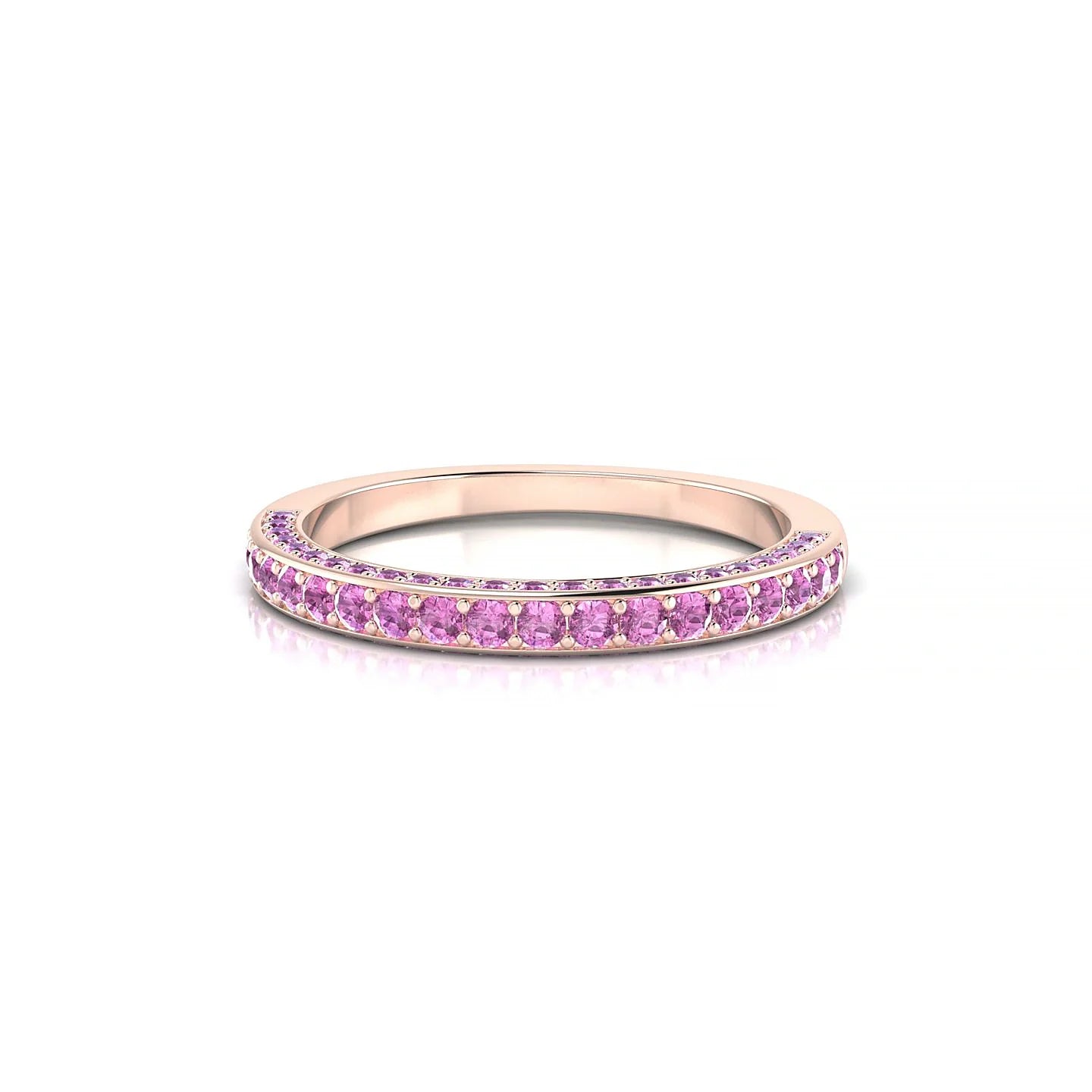 Muse | 18k Rose Gold 1.5 mm Round Pink Sapphire Ring