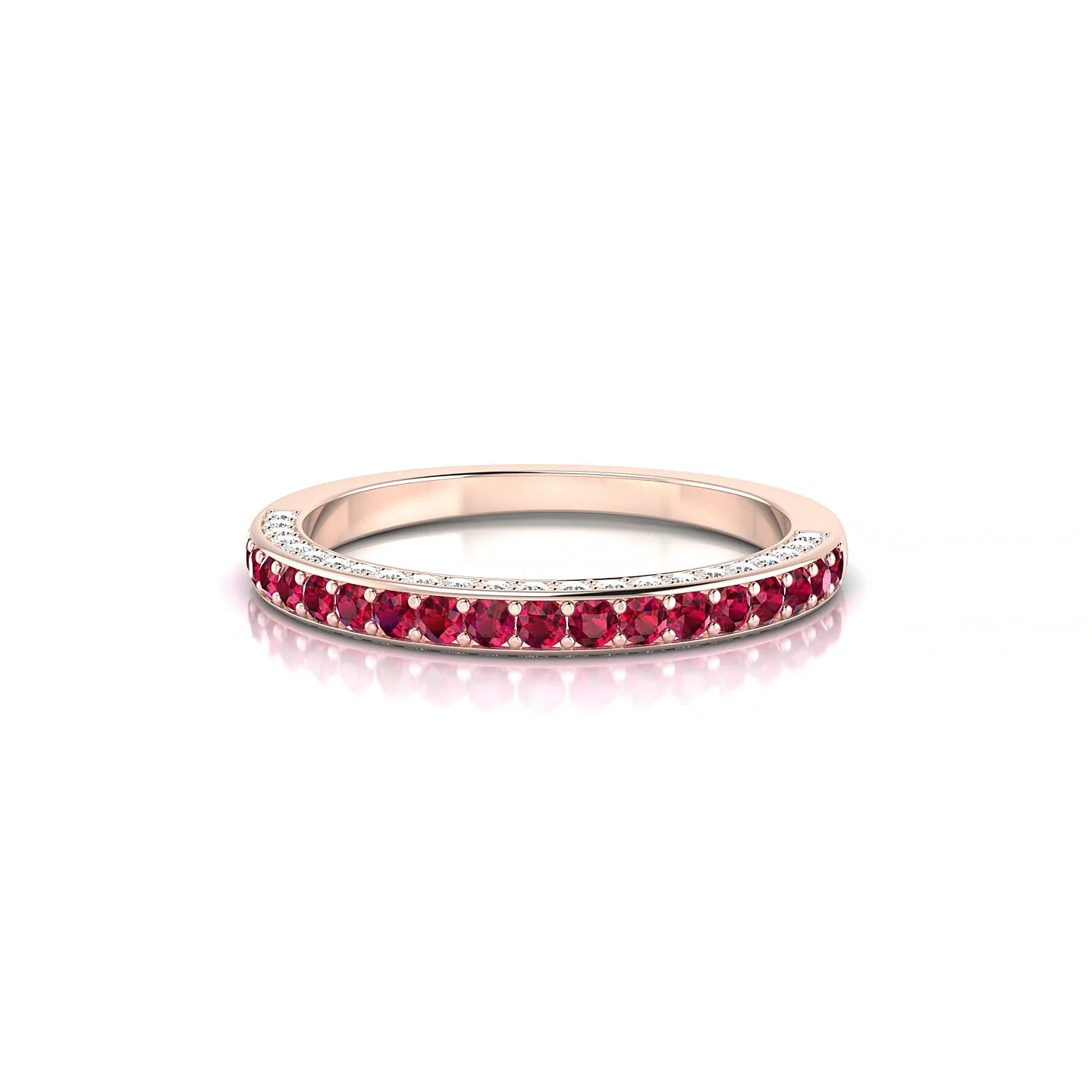 Muse | 18k Rose Gold 1.5 mm Round Ruby & Diamond Ring