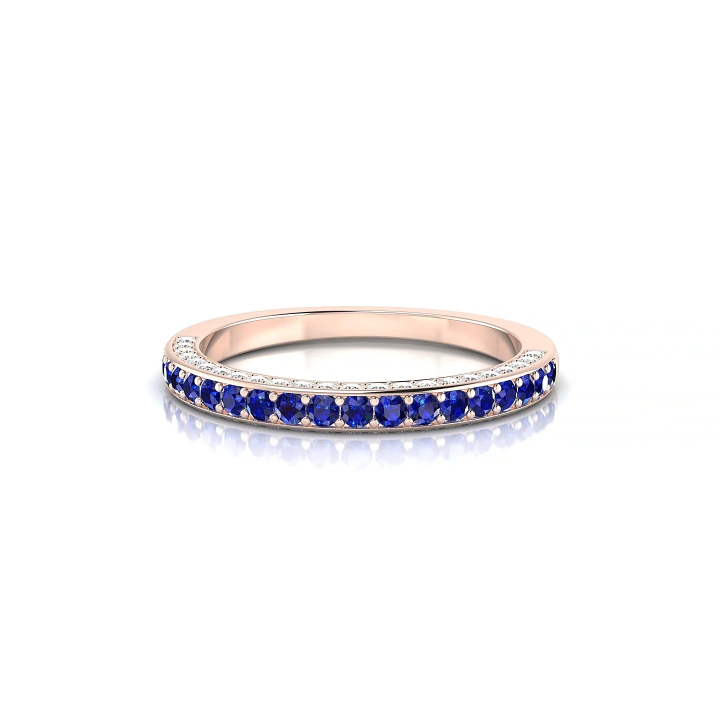 Muse | 18k Rose Gold 1.5 mm Round Sapphire & Diamond Ring