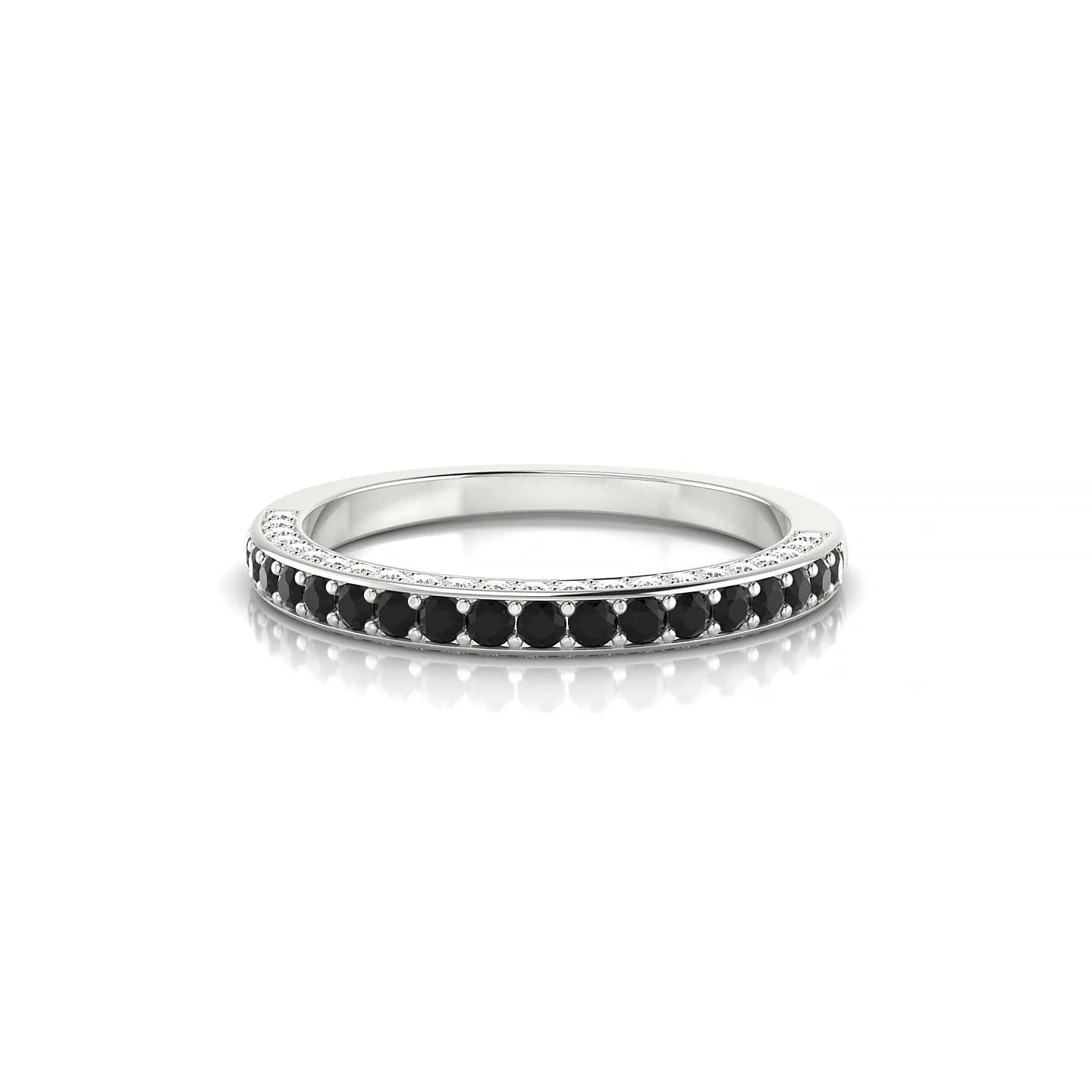 Muse | 18k White Gold 1.5 mm Round Black Diamond & Diamond Ring