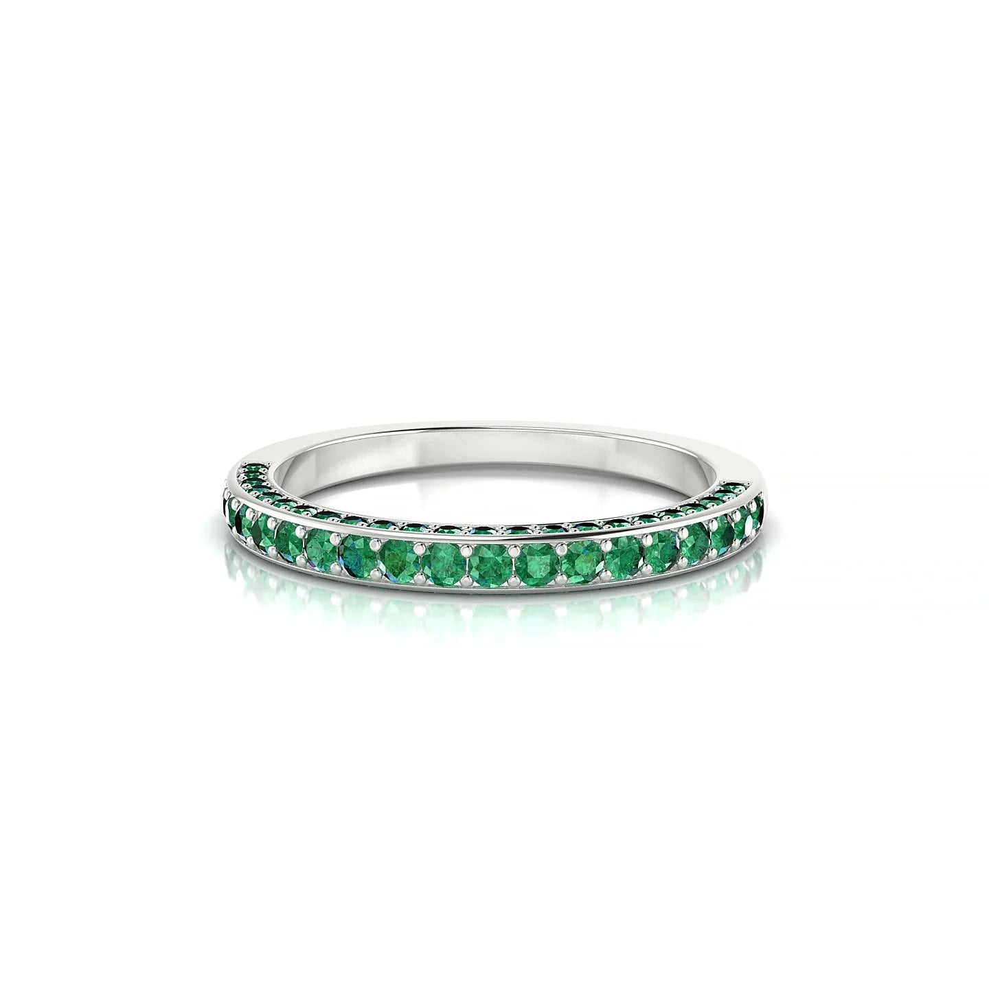 Muse | 18k White Gold 1.5 mm Round Emerald Ring