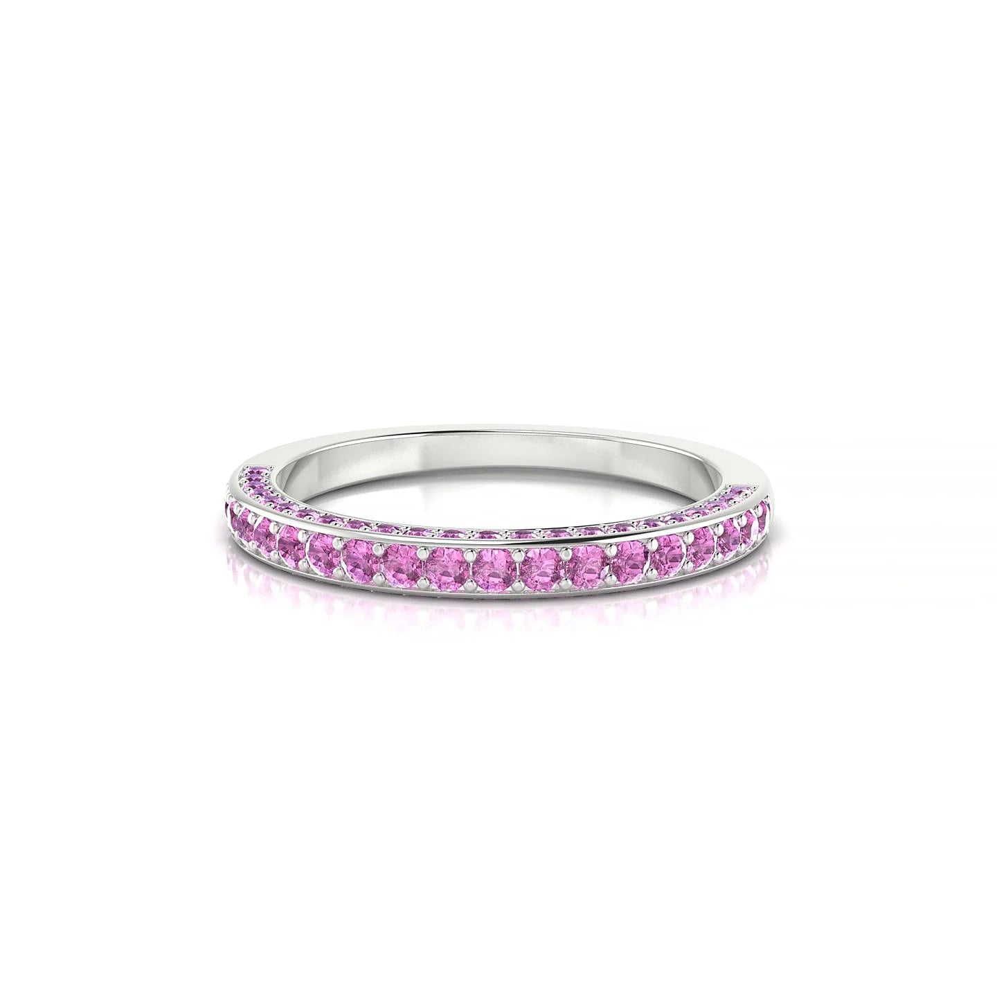 Muse | 18k White Gold 1.5 mm Round Pink Sapphire Ring