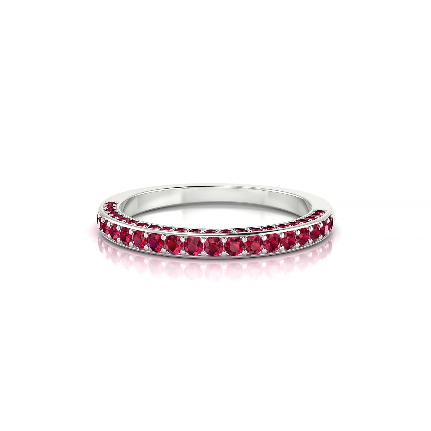 Muse | 18k White Gold 1.5 mm Round Ruby Ring