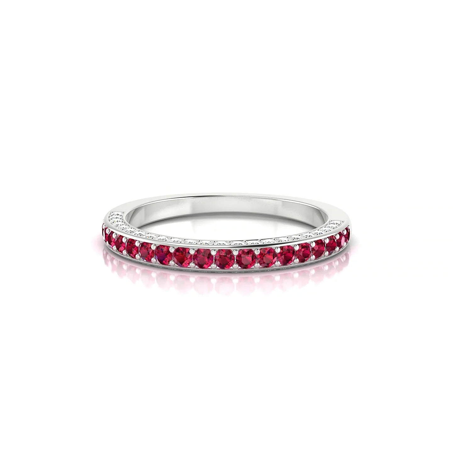 Muse | 18k White Gold 1.5 mm Round Ruby & Diamond Ring
