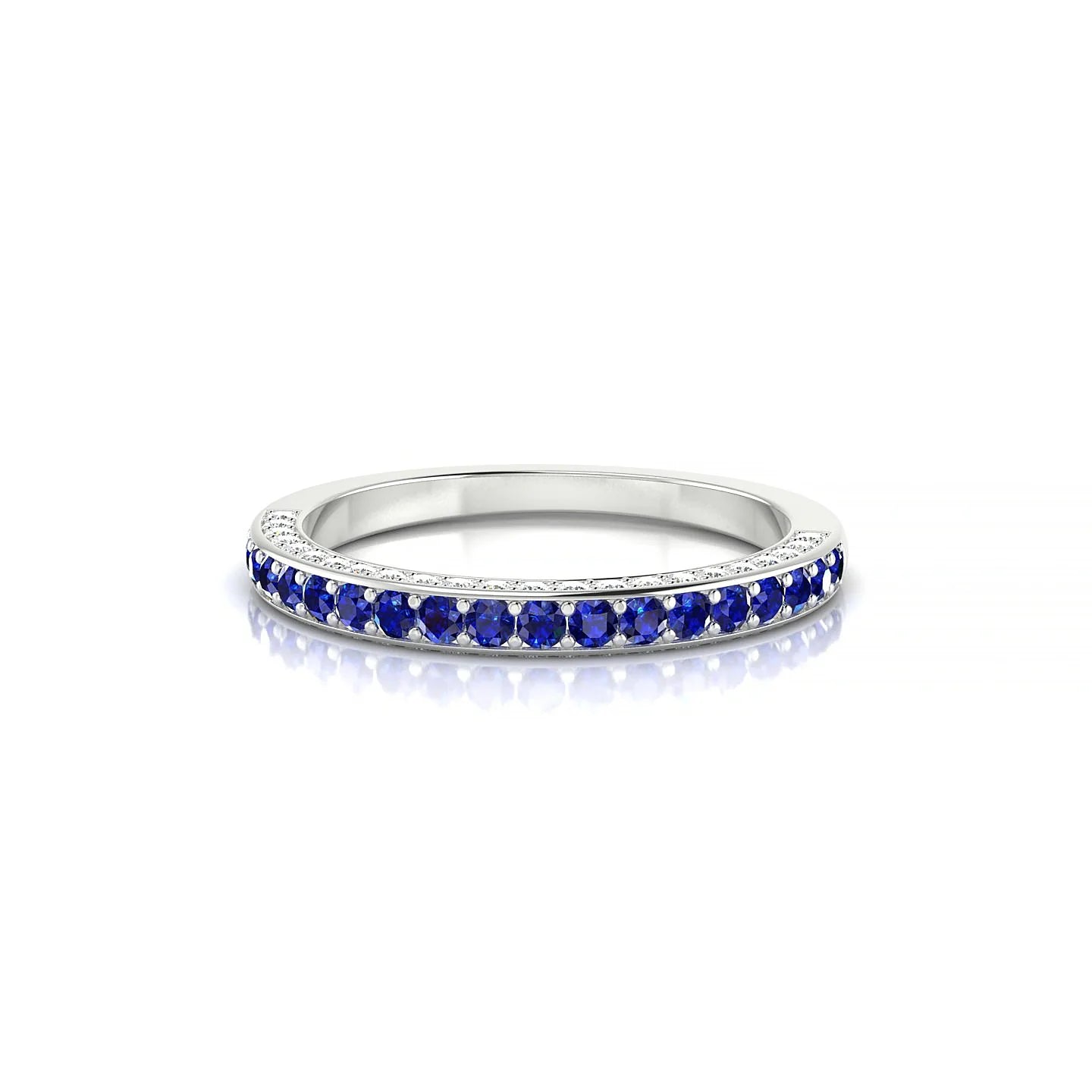 Muse | 18k White Gold 1.5 mm Round Sapphire & Diamond Ring