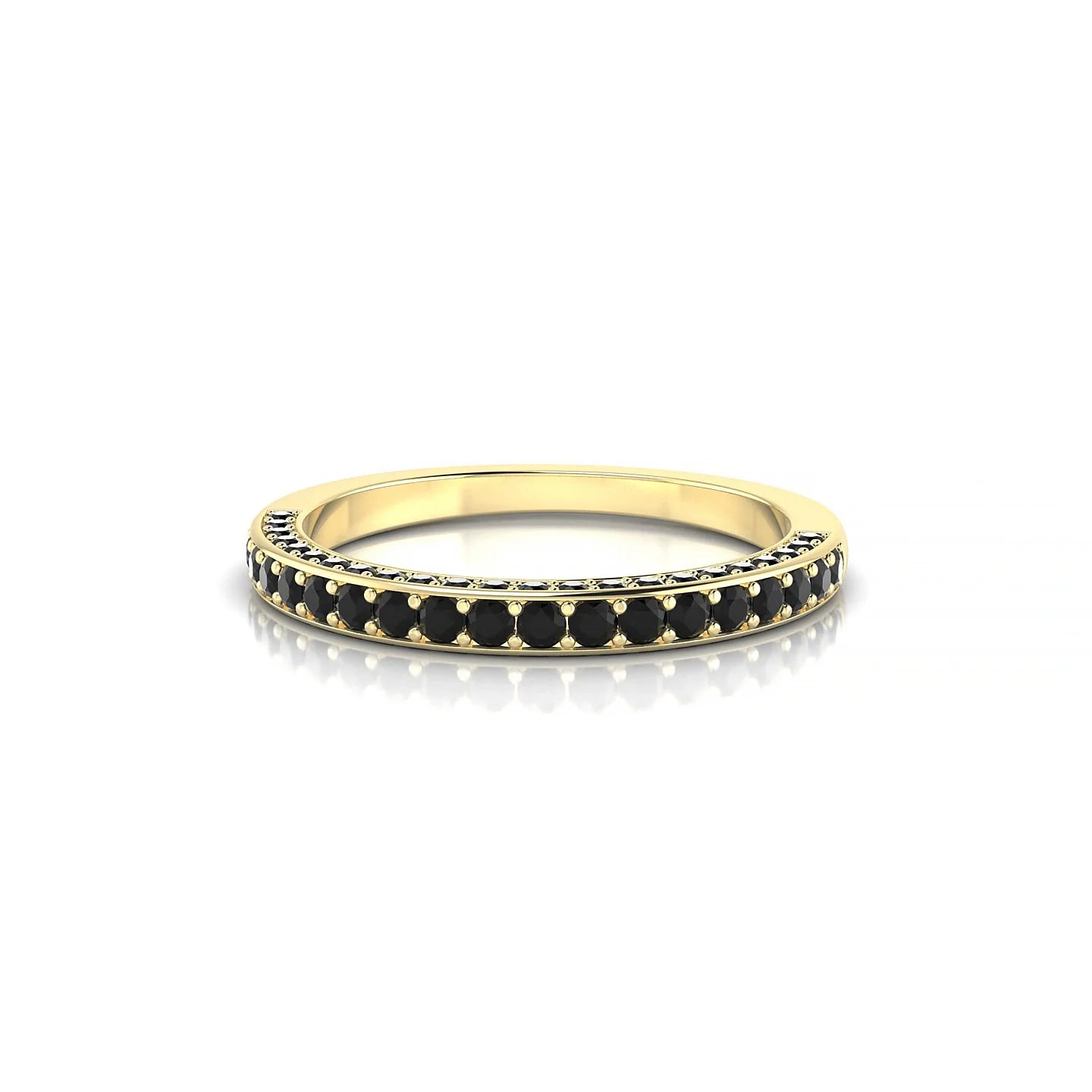 Muse | 18k Yellow Gold 1.5 mm Round Black Diamond Ring