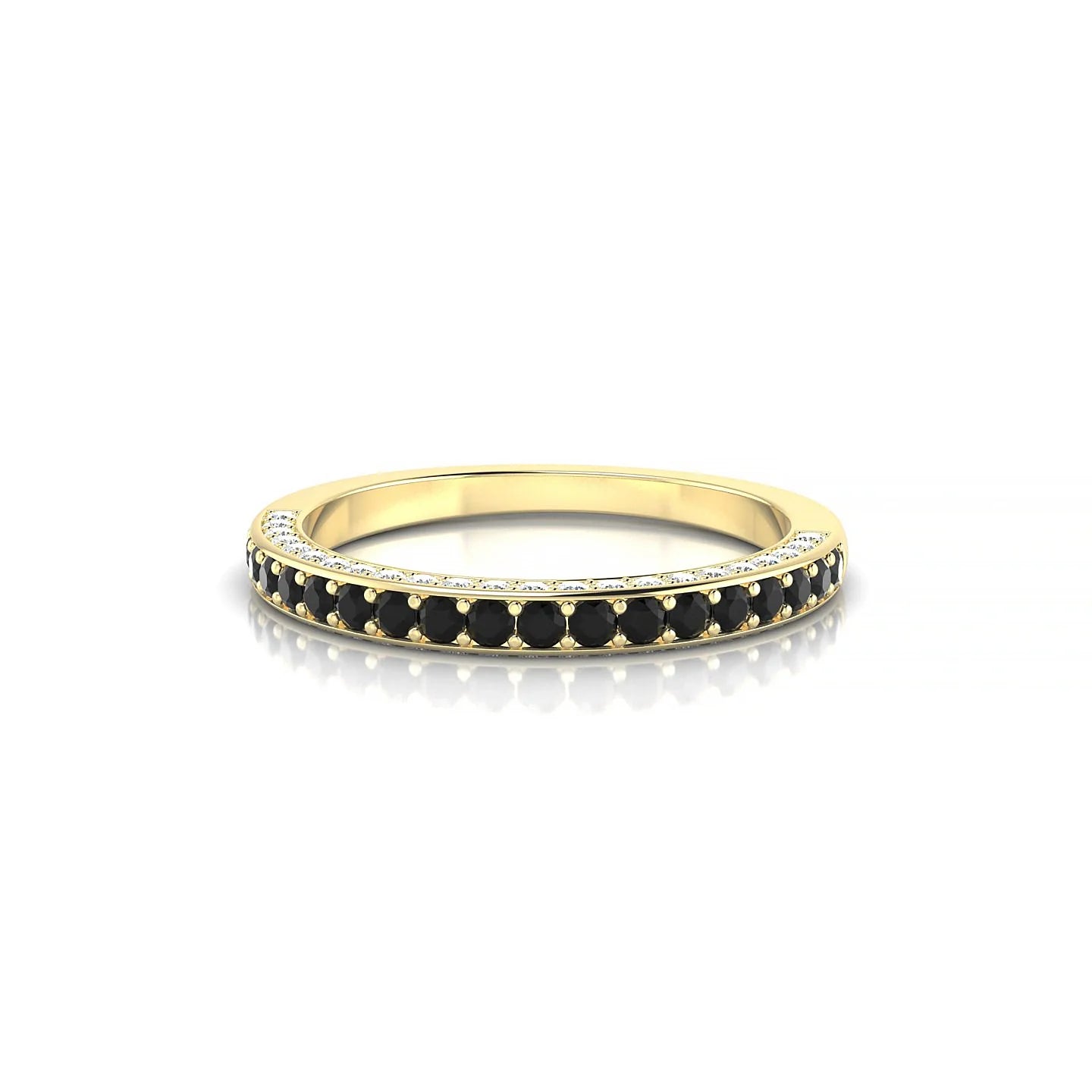 Muse | 18k Yellow Gold 1.5 mm Round Black Diamond & Diamond Ring