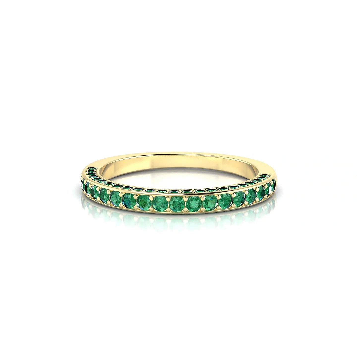 Muse | 18k Yellow Gold 1.5 mm Round Emerald Ring