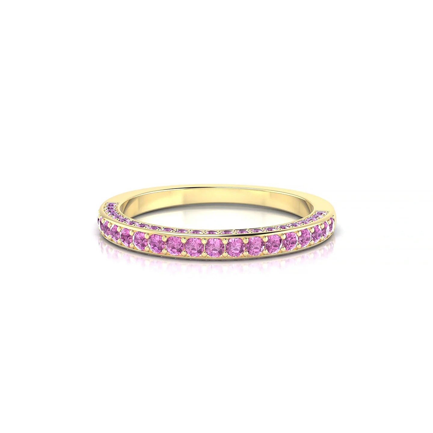 Muse | 18k Yellow Gold 1.5 mm Round Pink Sapphire Ring