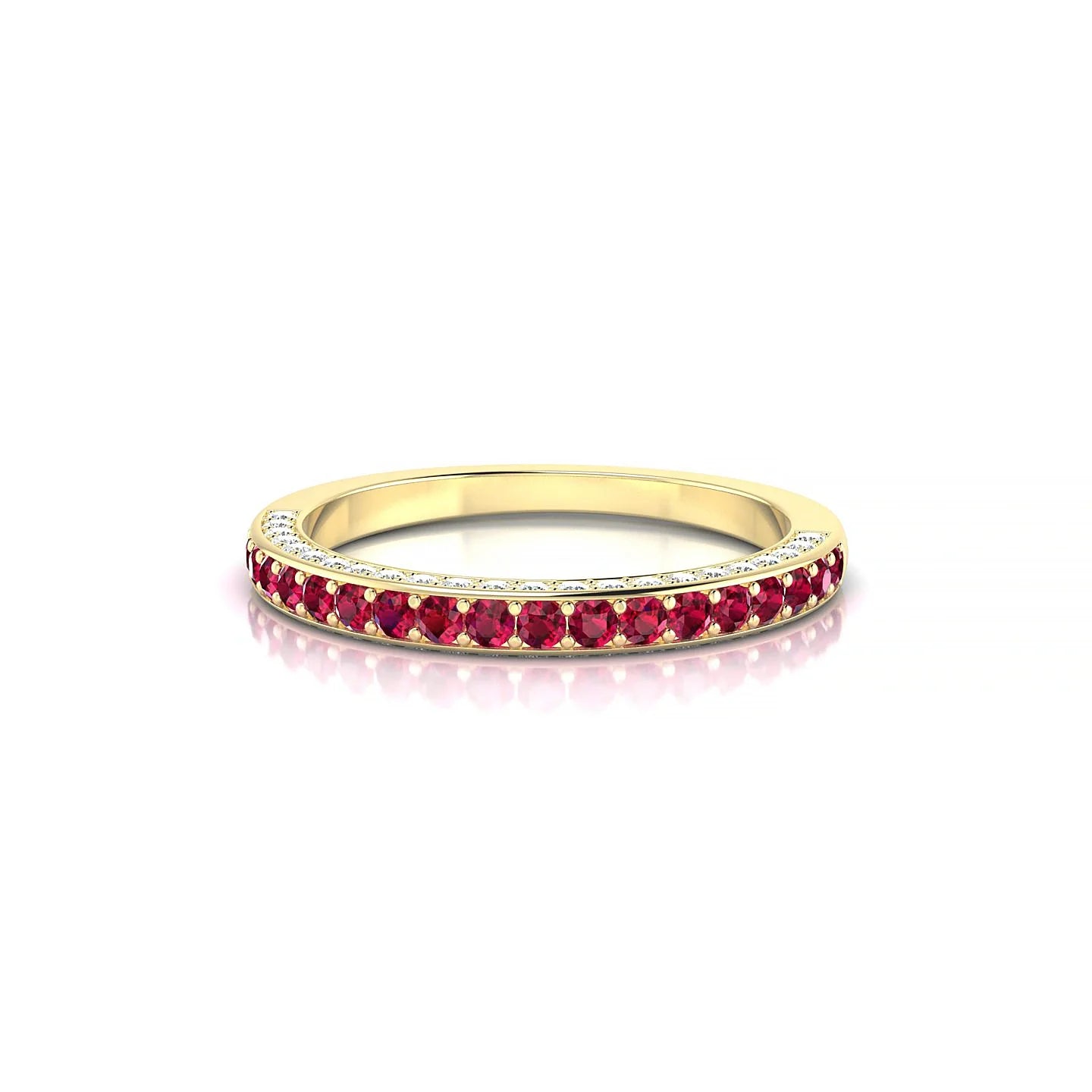 Muse | 18k Yellow Gold 1.5 mm Round Ruby & Diamond Ring