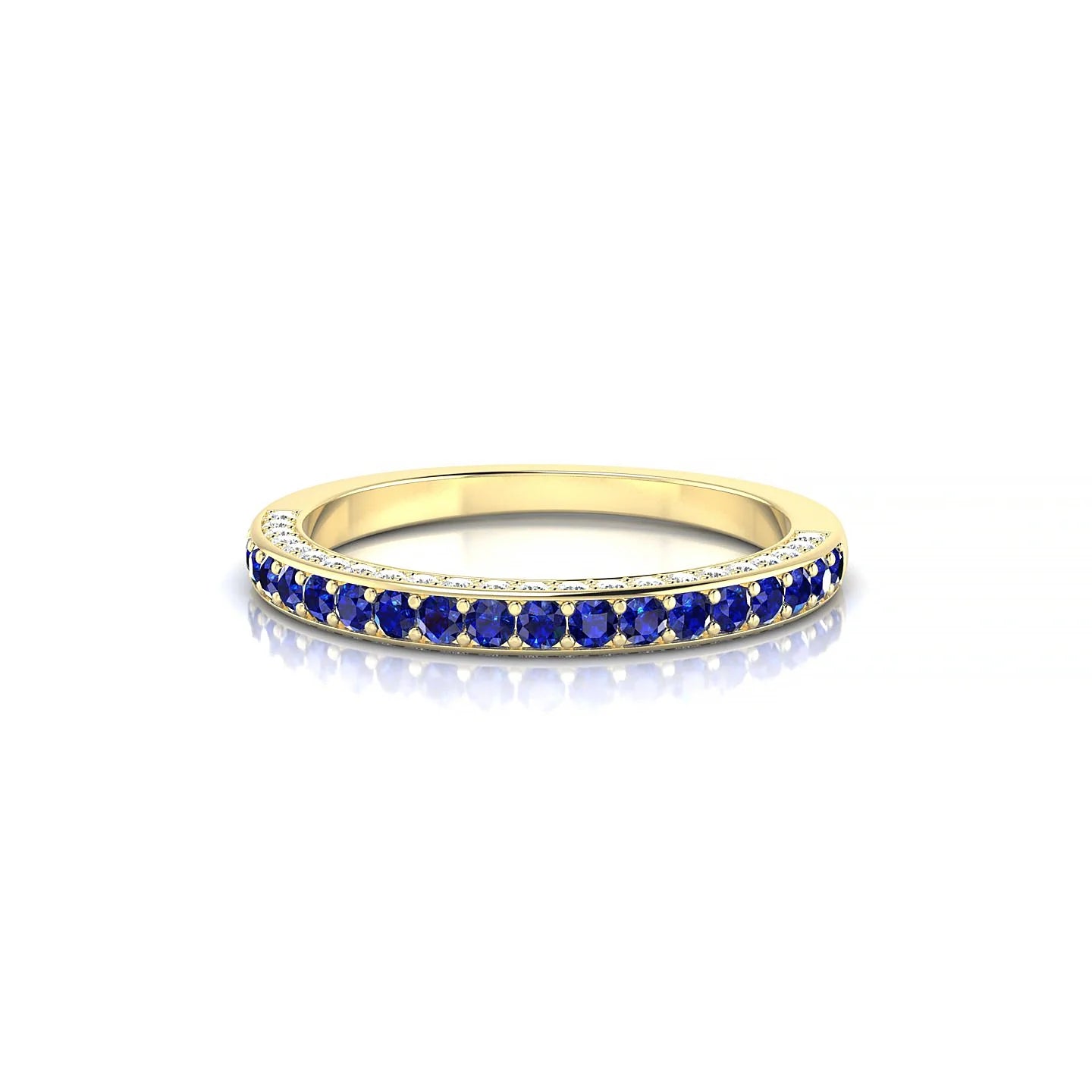 Muse | 18k Yellow Gold 1.5 mm Round Sapphire & Diamond Ring