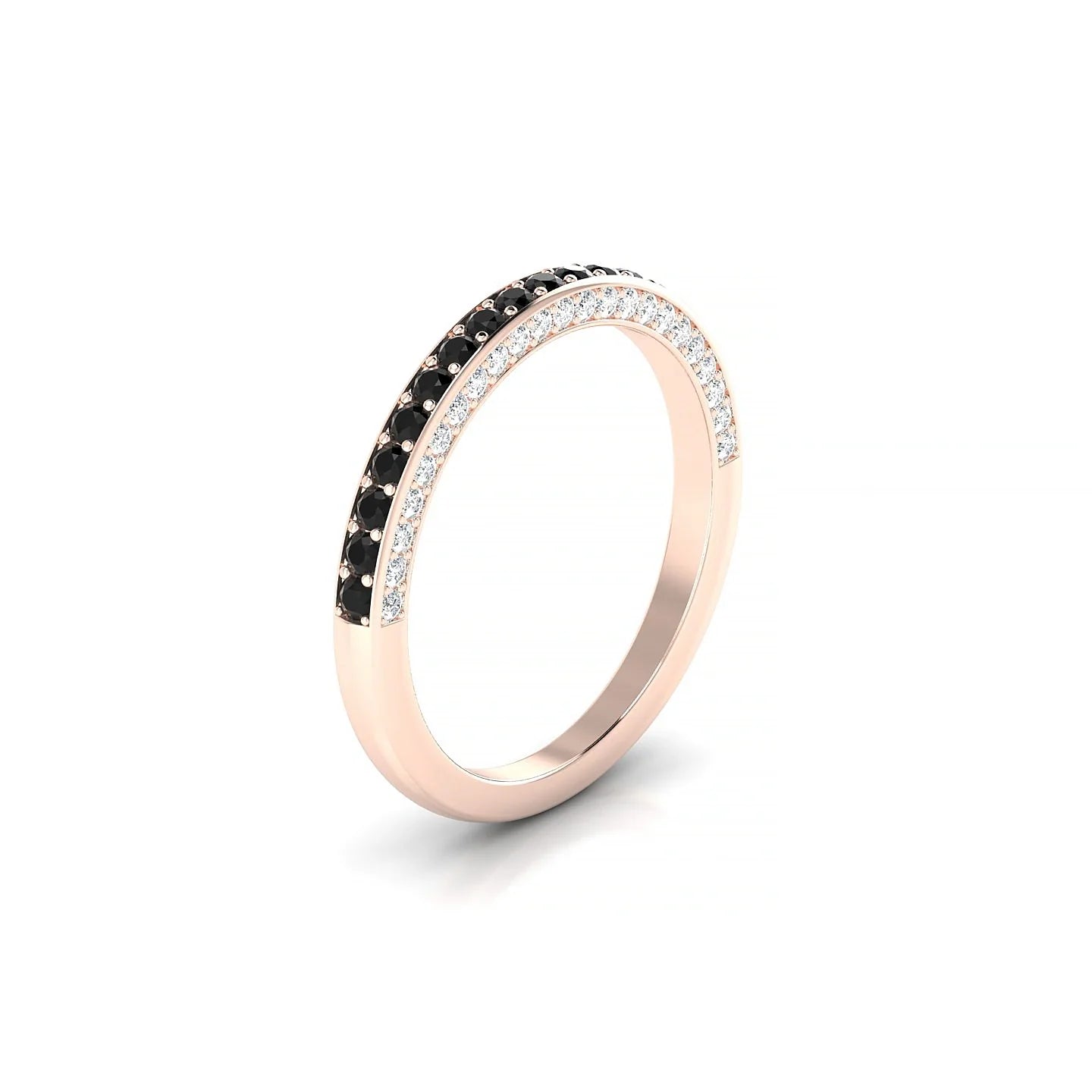 Muse | 18k Rose Gold 1.5 mm Round Black Diamond & Diamond Ring