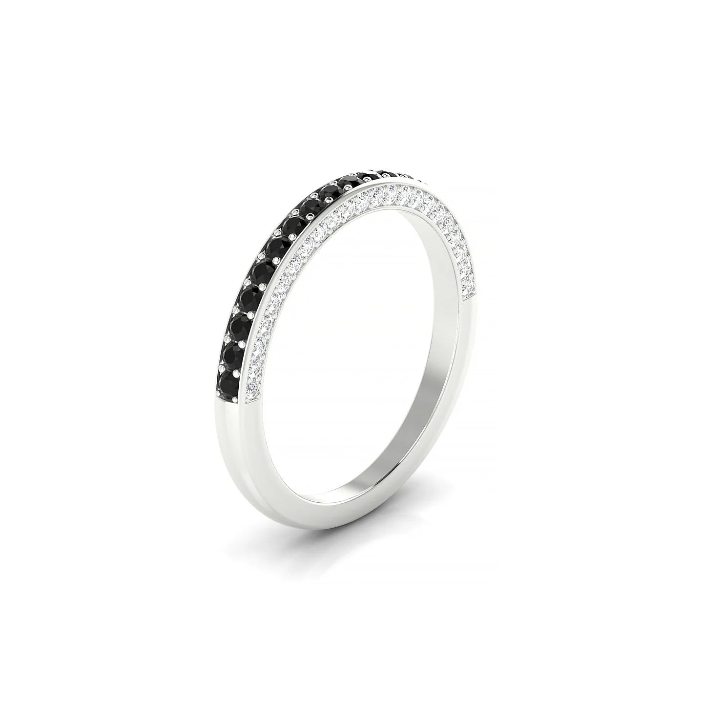 Muse | 18k White Gold 1.5 mm Round Black Diamond & Diamond Ring