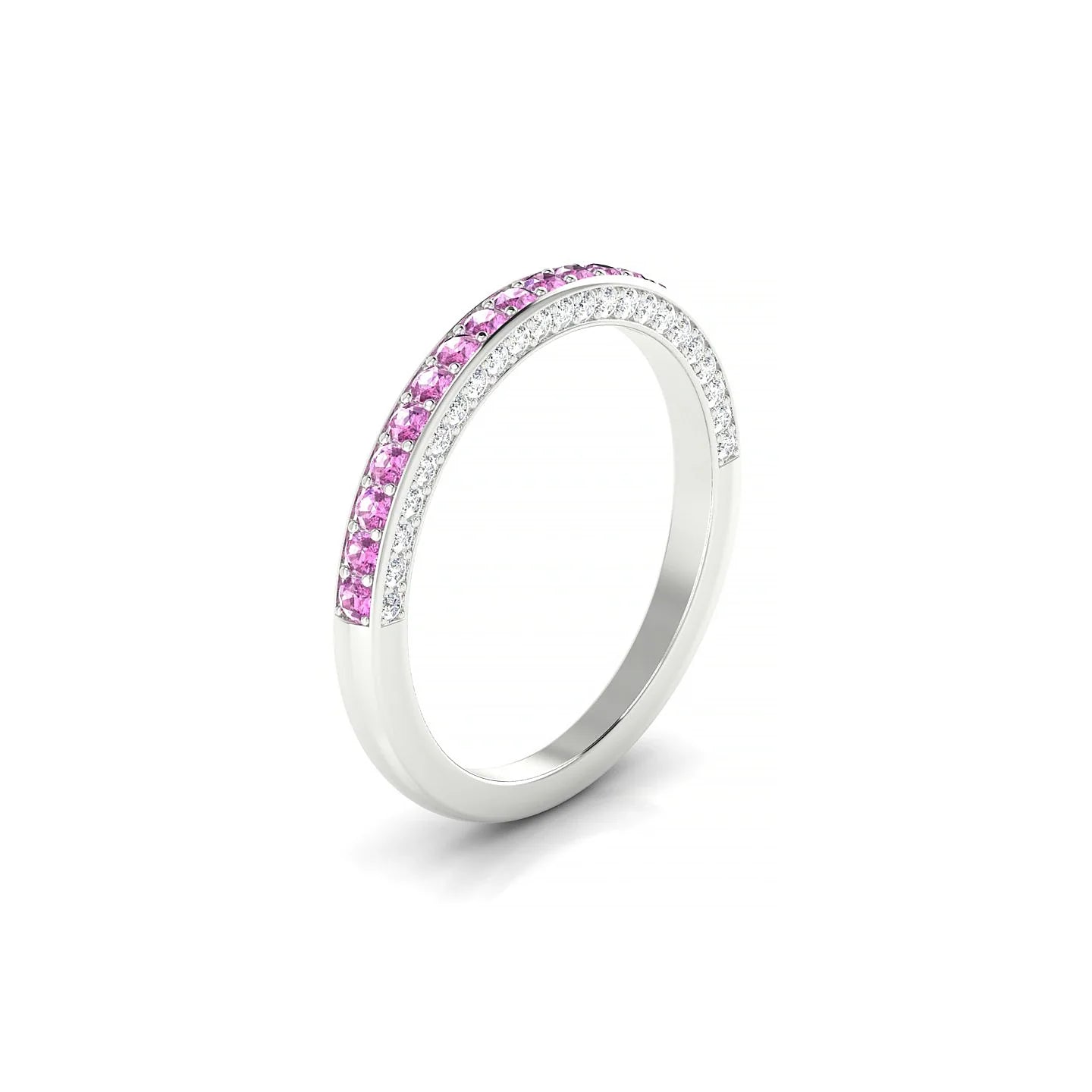 Muse | 18k White Gold 1.5 mm Round Pink Sapphire & Diamond Ring
