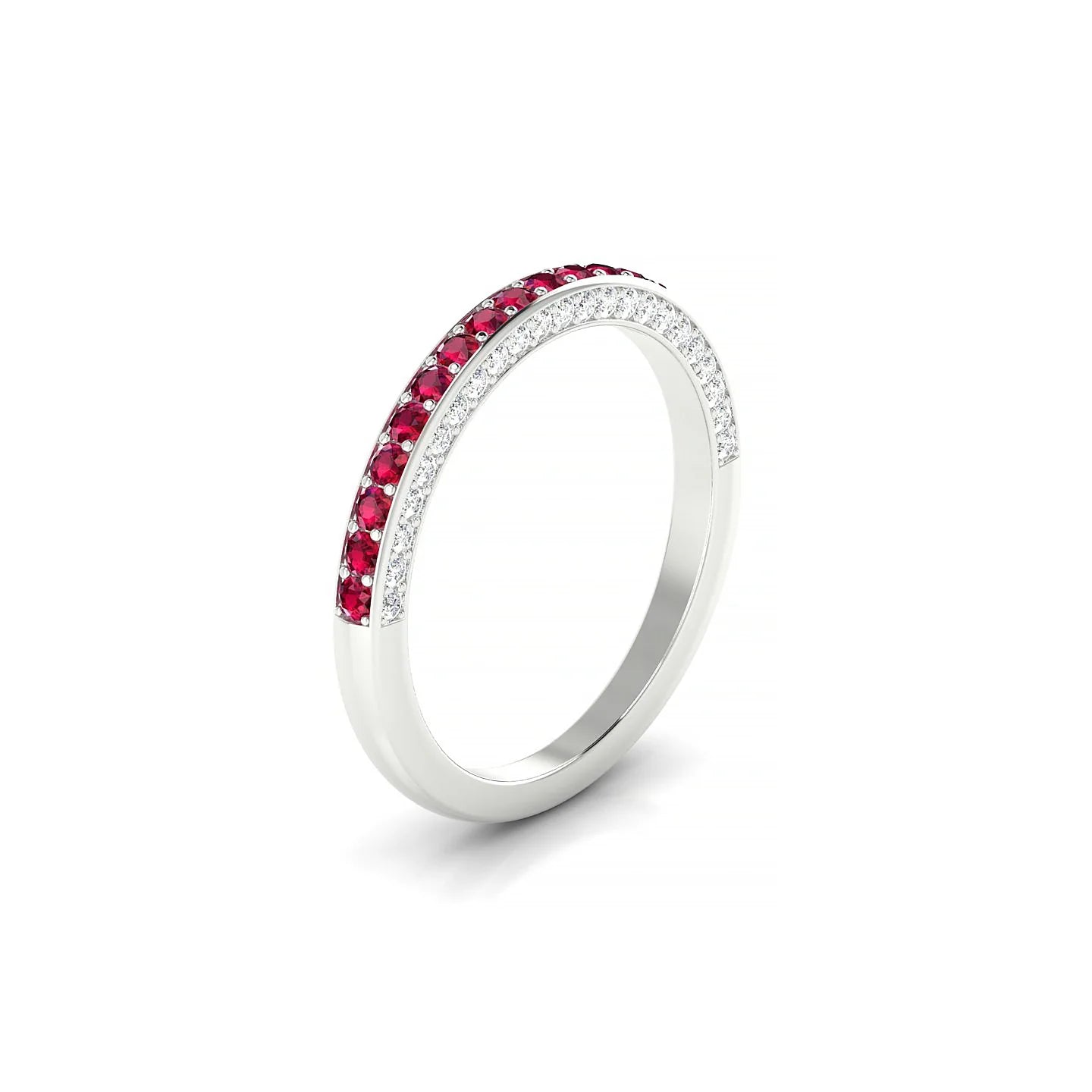 Muse | 18k White Gold 1.5 mm Round Ruby & Diamond Ring