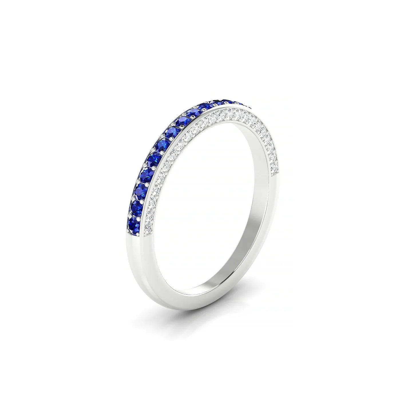 Muse | 18k White Gold 1.5 mm Round Sapphire & Diamond Ring